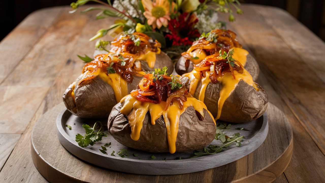 French onion baked potatoes