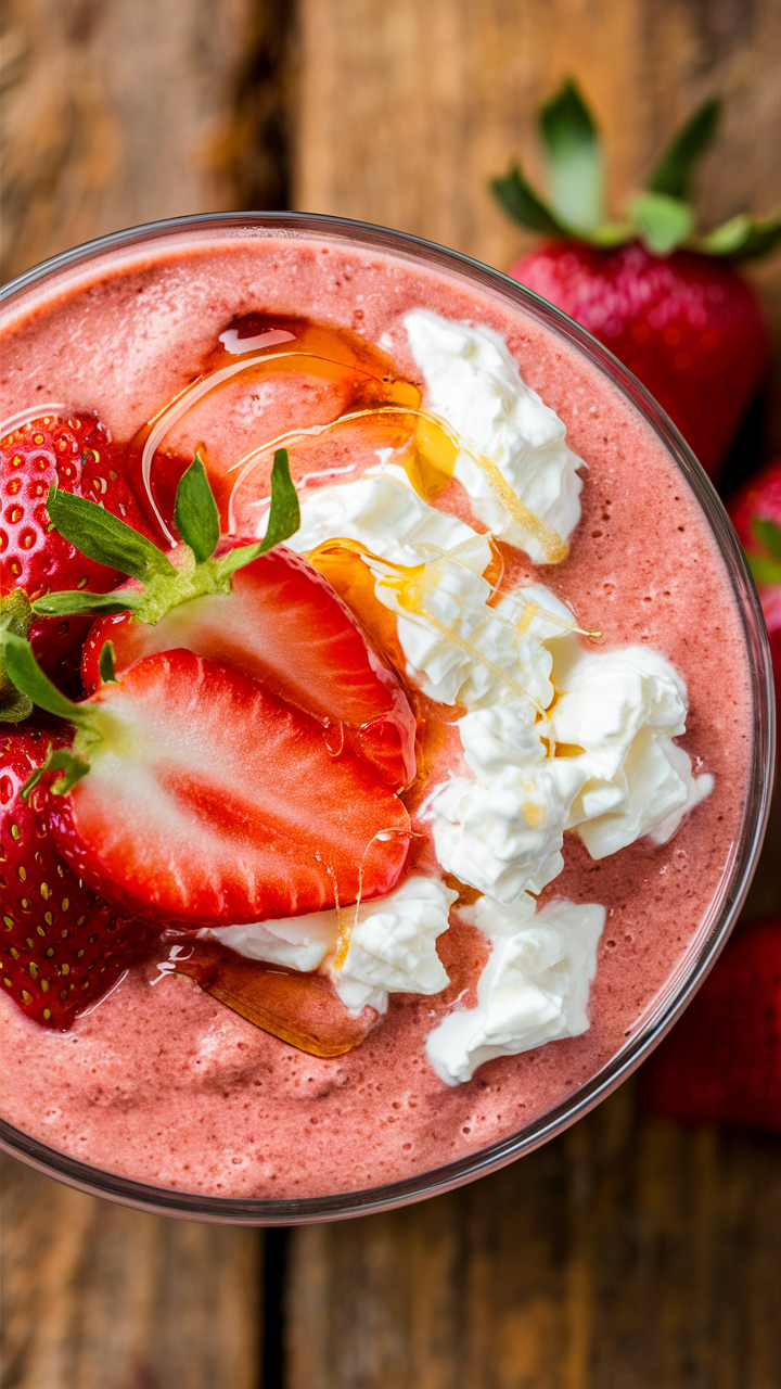 Strawberry smoothie with cottage cheese