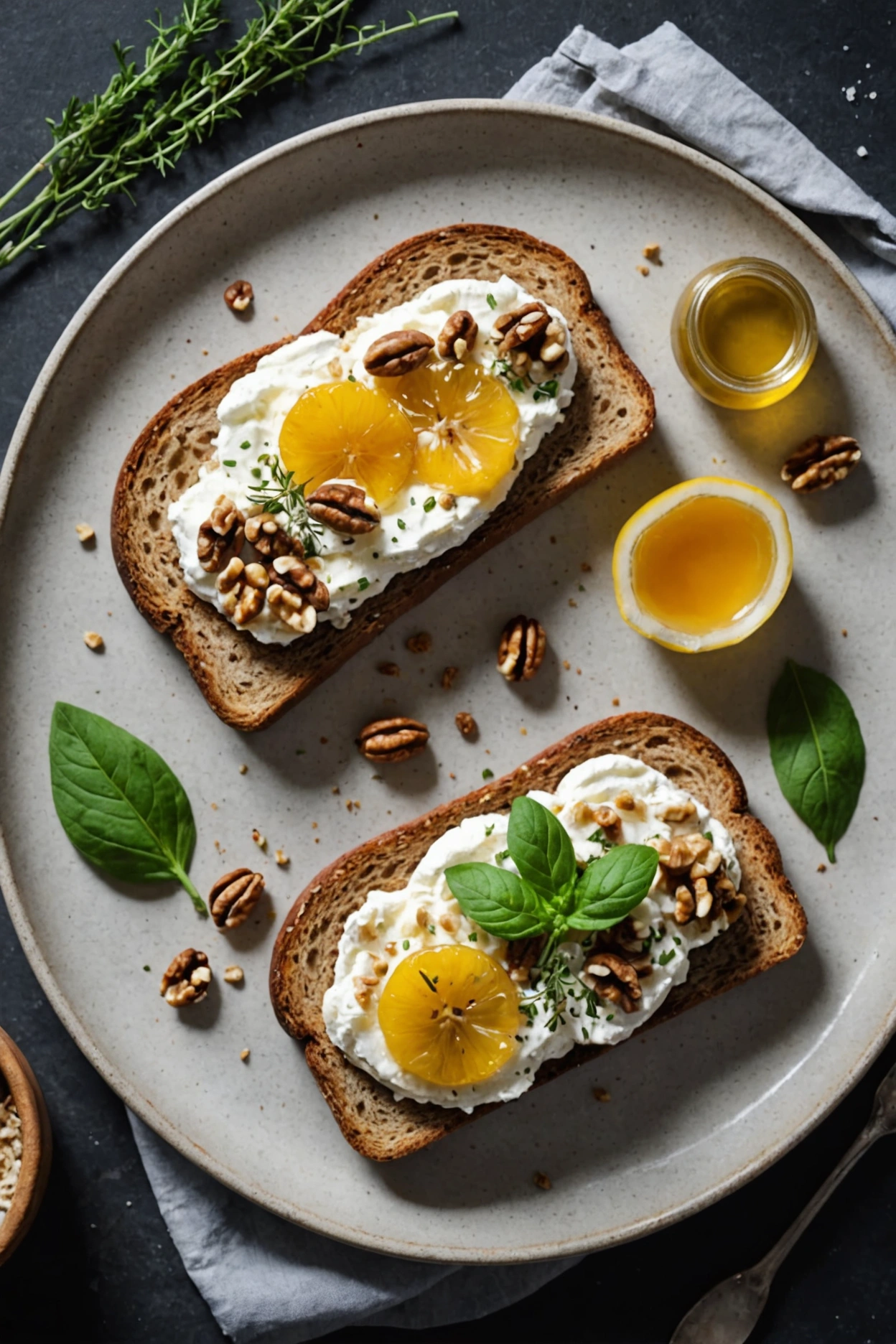 1. Honey and Walnut Ricotta Toast