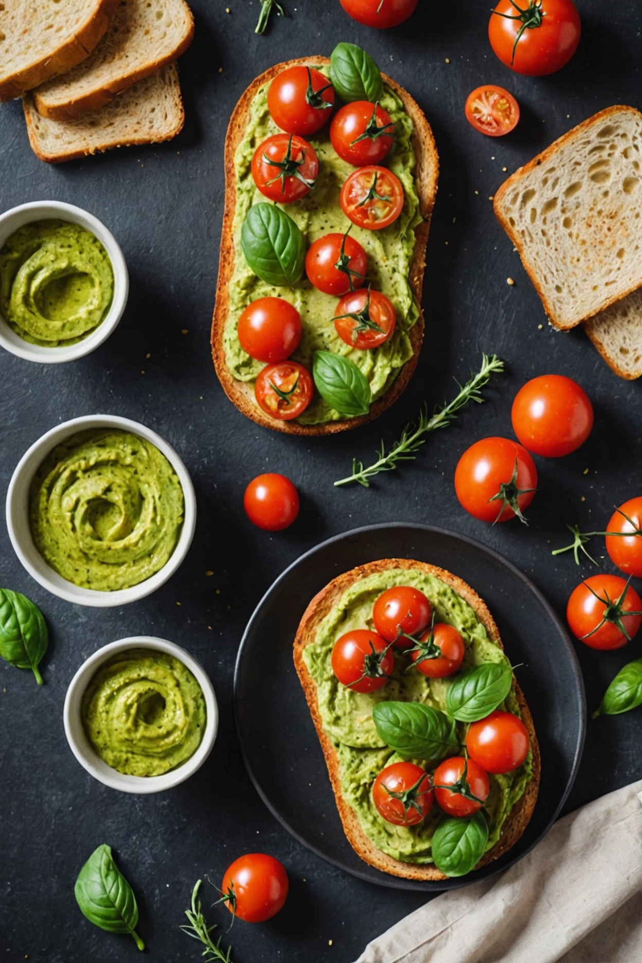 10. Pesto Hummus Toast