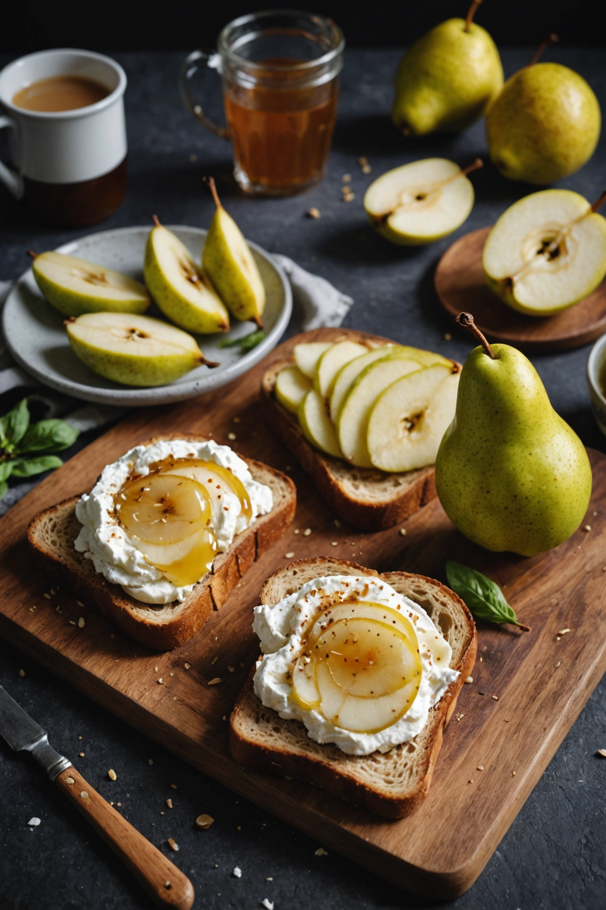 12. Pear and Honey Ricotta Toast