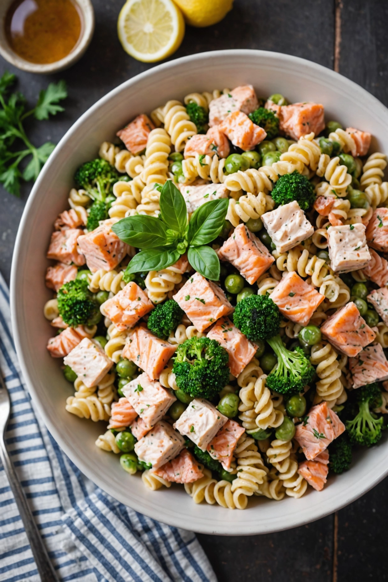 14. Creamy Dill Salmon Pasta Salad