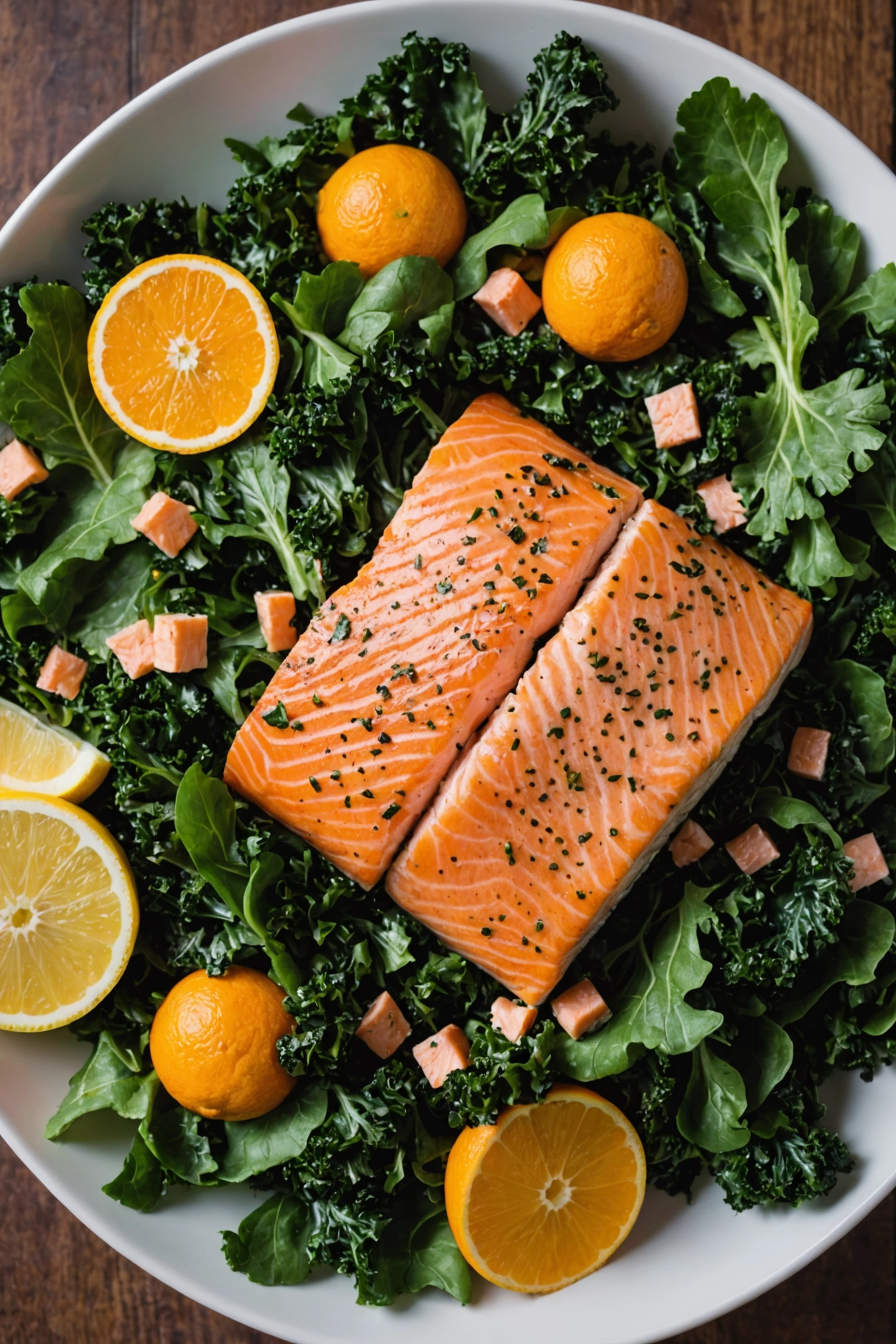 16. Citrus Kale Salmon Salad