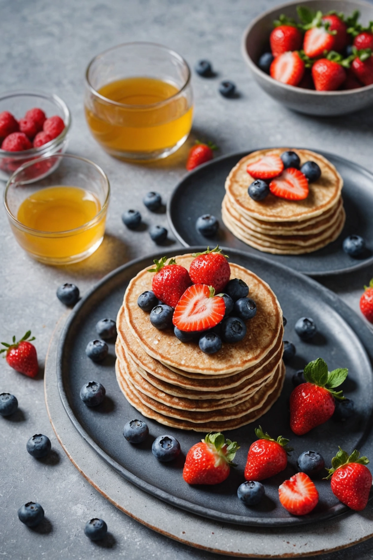 2. Buckwheat Blinis with Honey and Berries