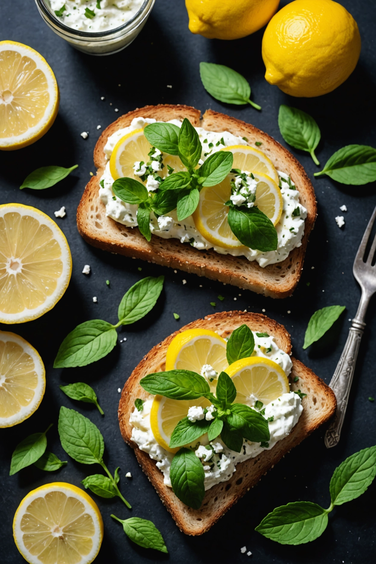 2. Lemon Zest and Mint Ricotta Toast