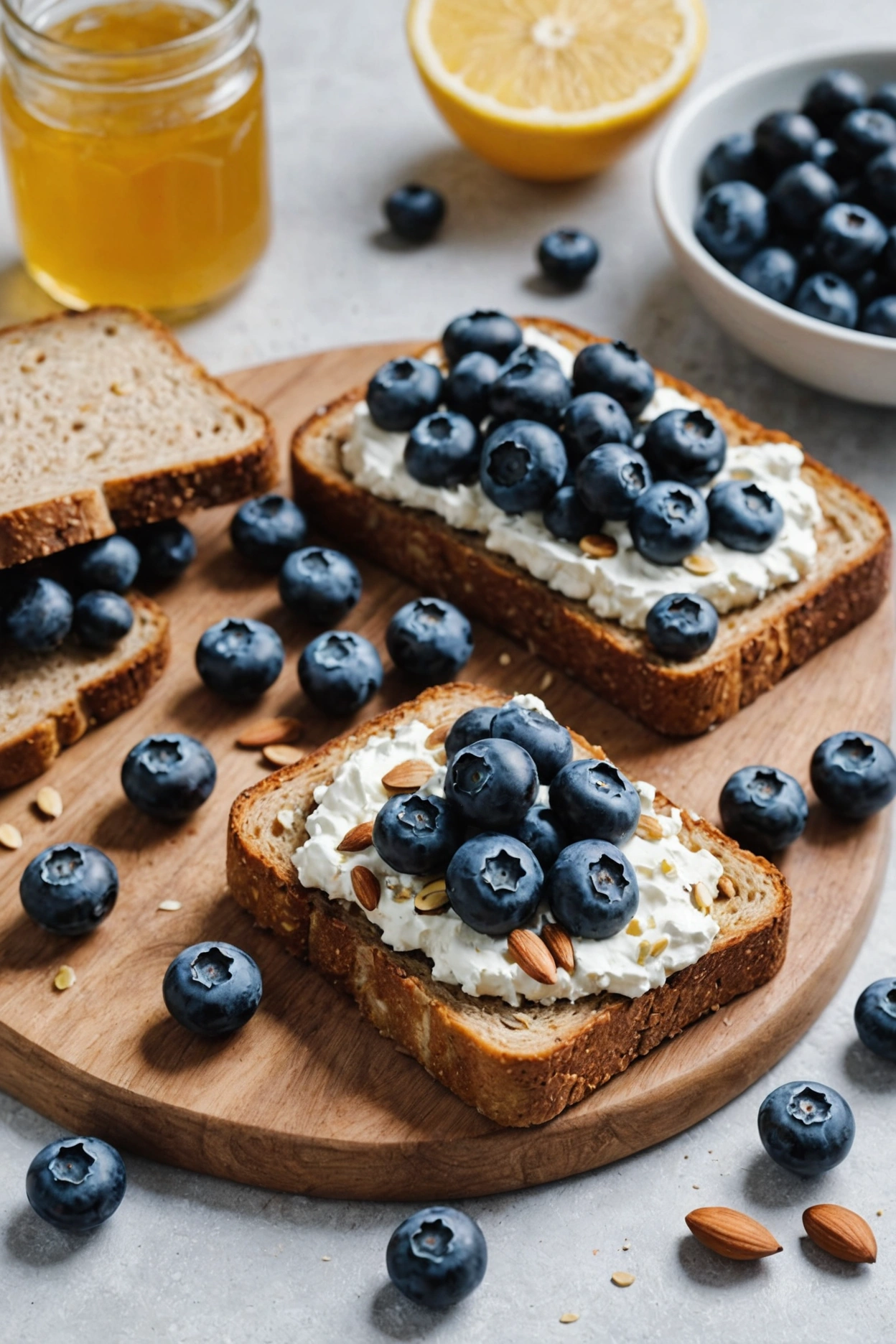 3. Blueberry and Almond Cottage Cheese Toast