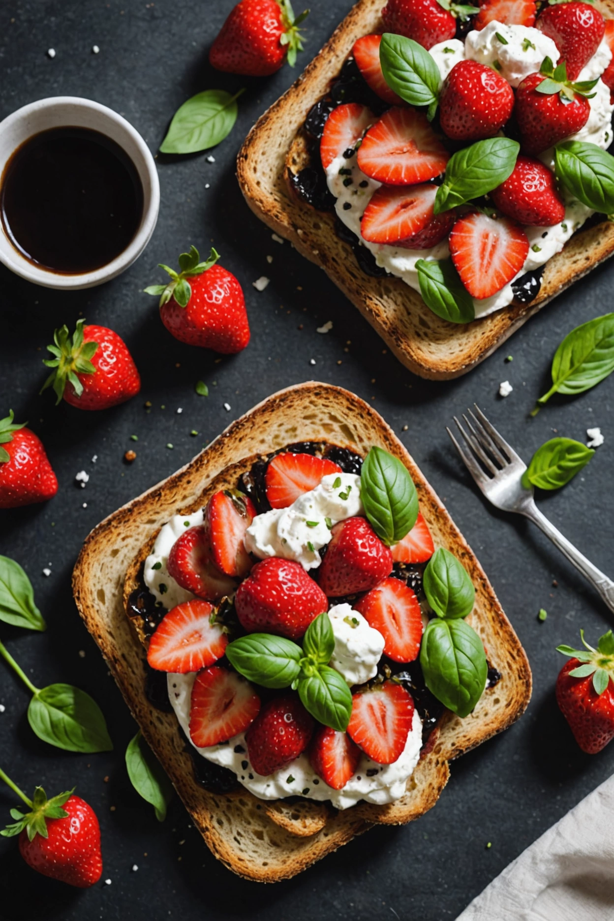 3. Strawberry Balsamic Ricotta Toast