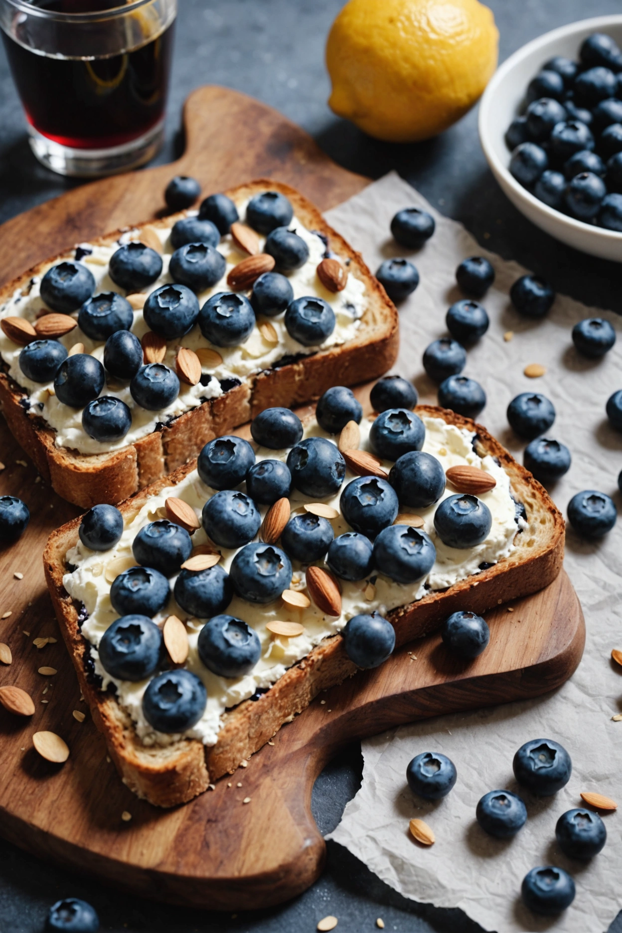 5. Blueberry and Almond Ricotta Toast