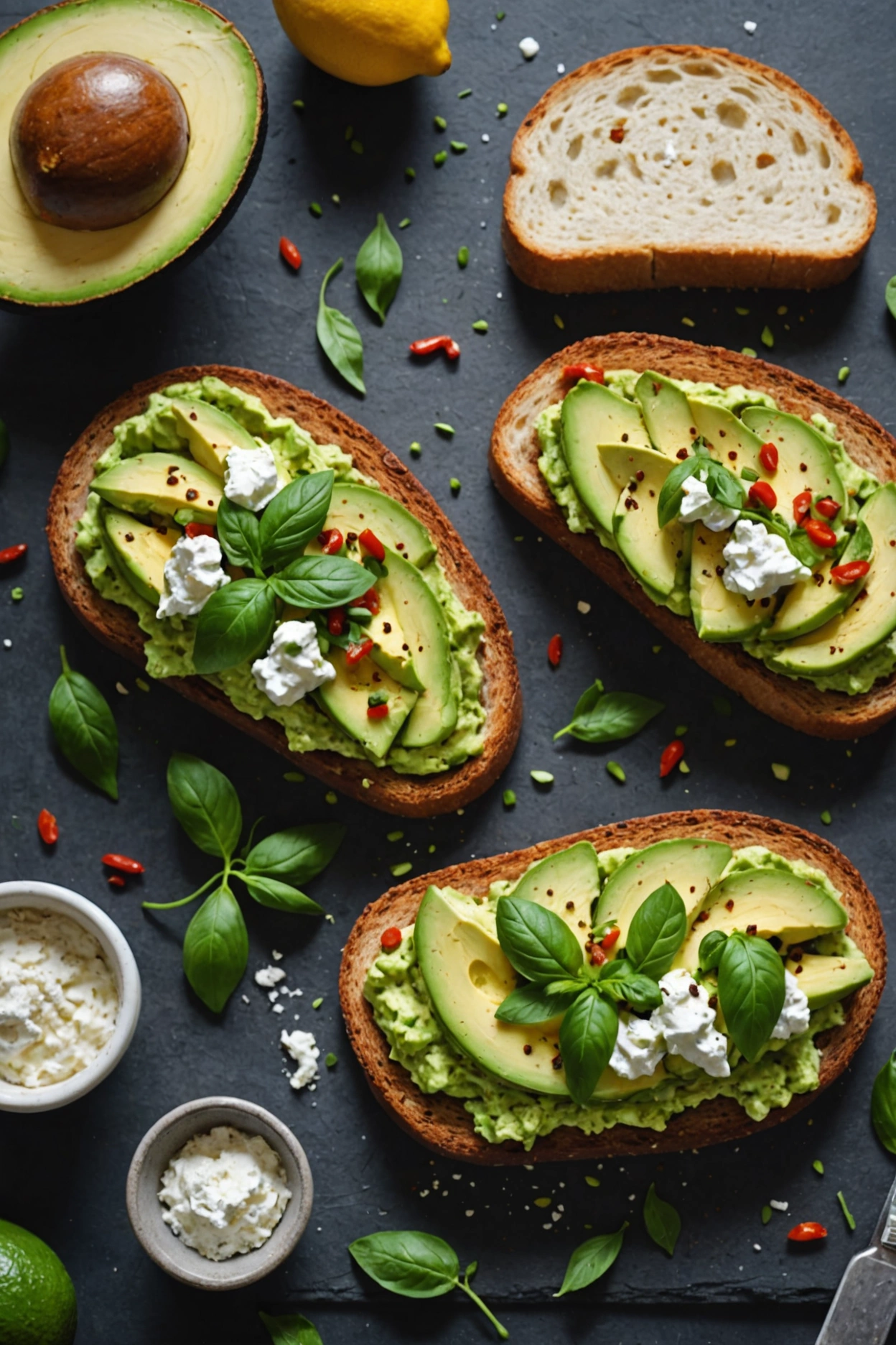 6. Avocado and Chili Flake Ricotta Toast