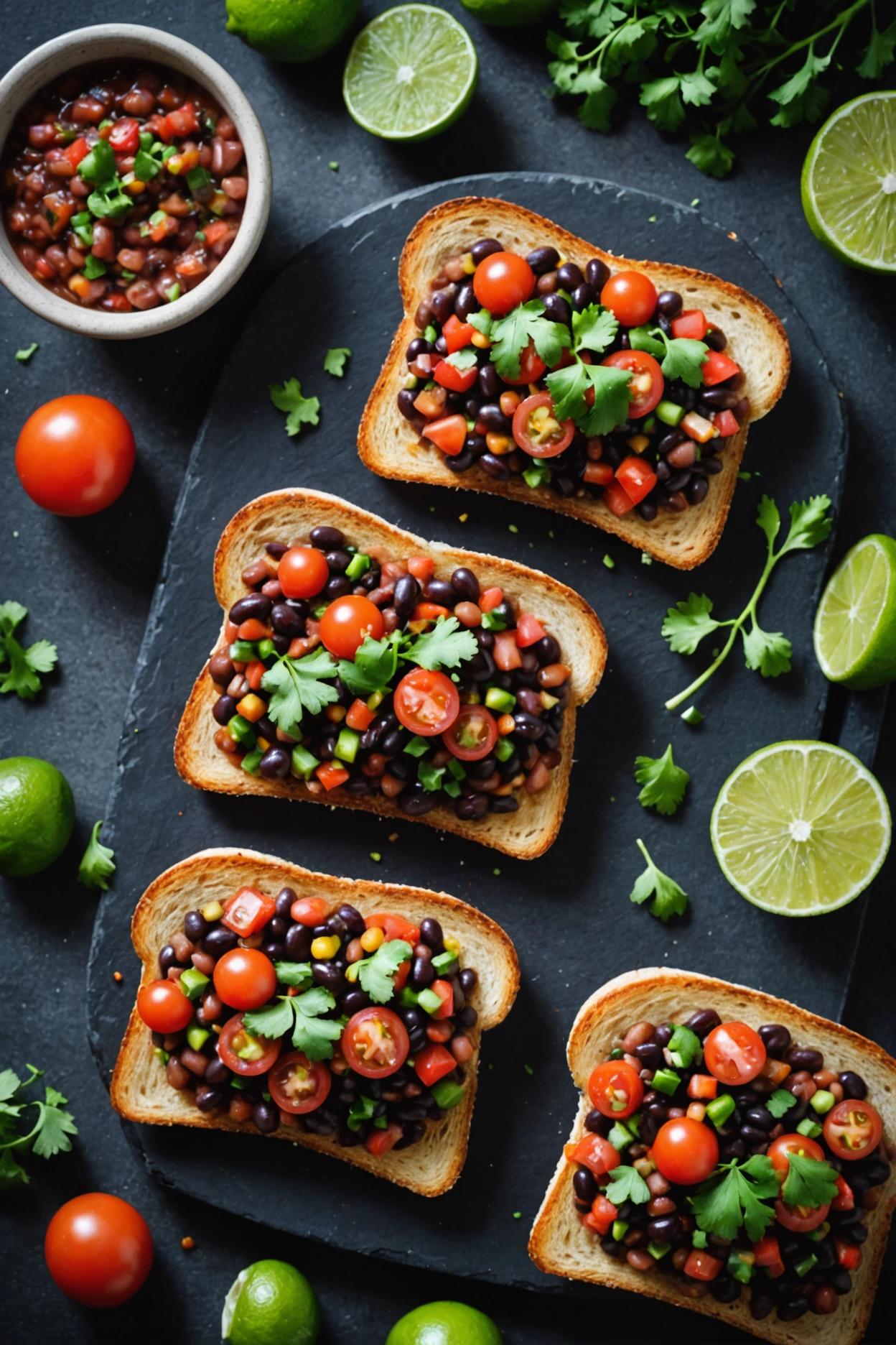 6. Black Bean Salsa Toast