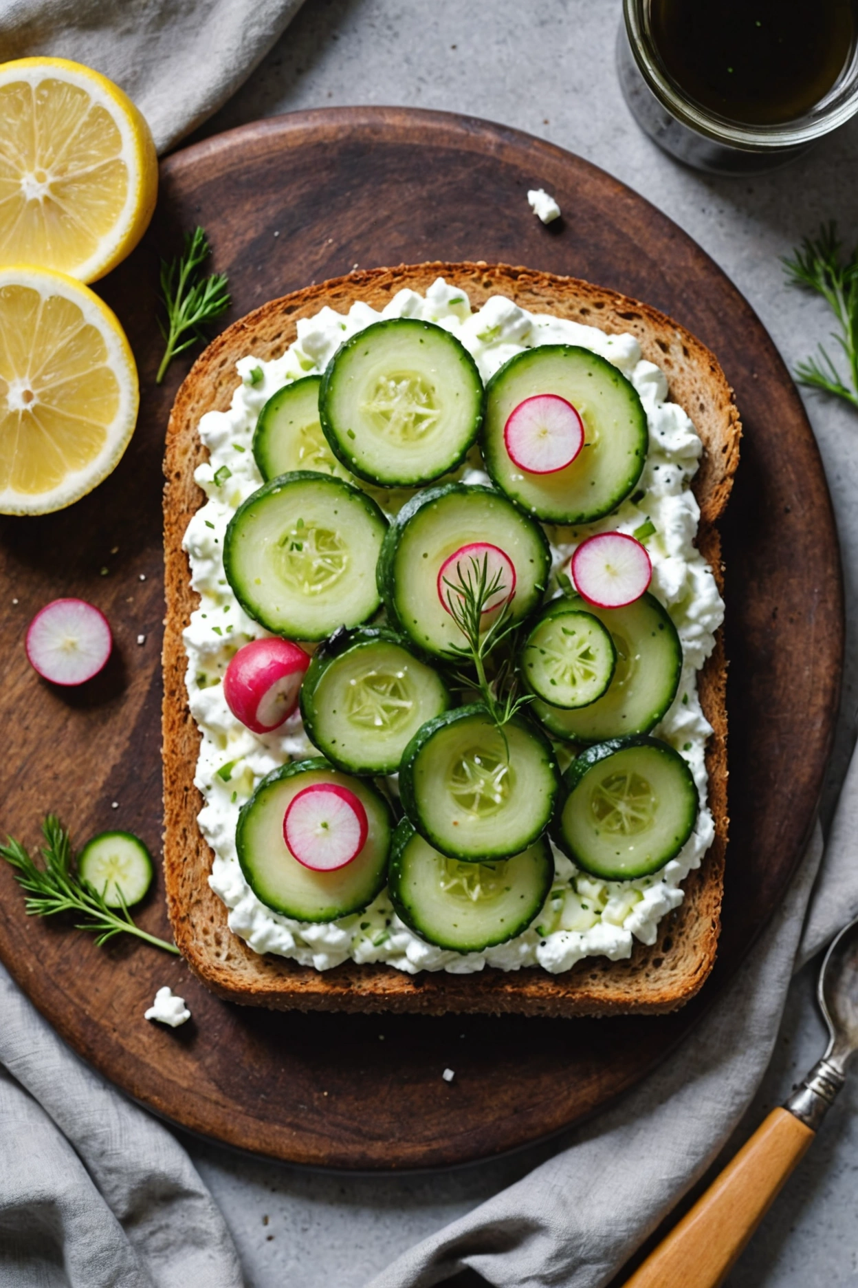 6. Cucumber and Radish Cottage Cheese Toast