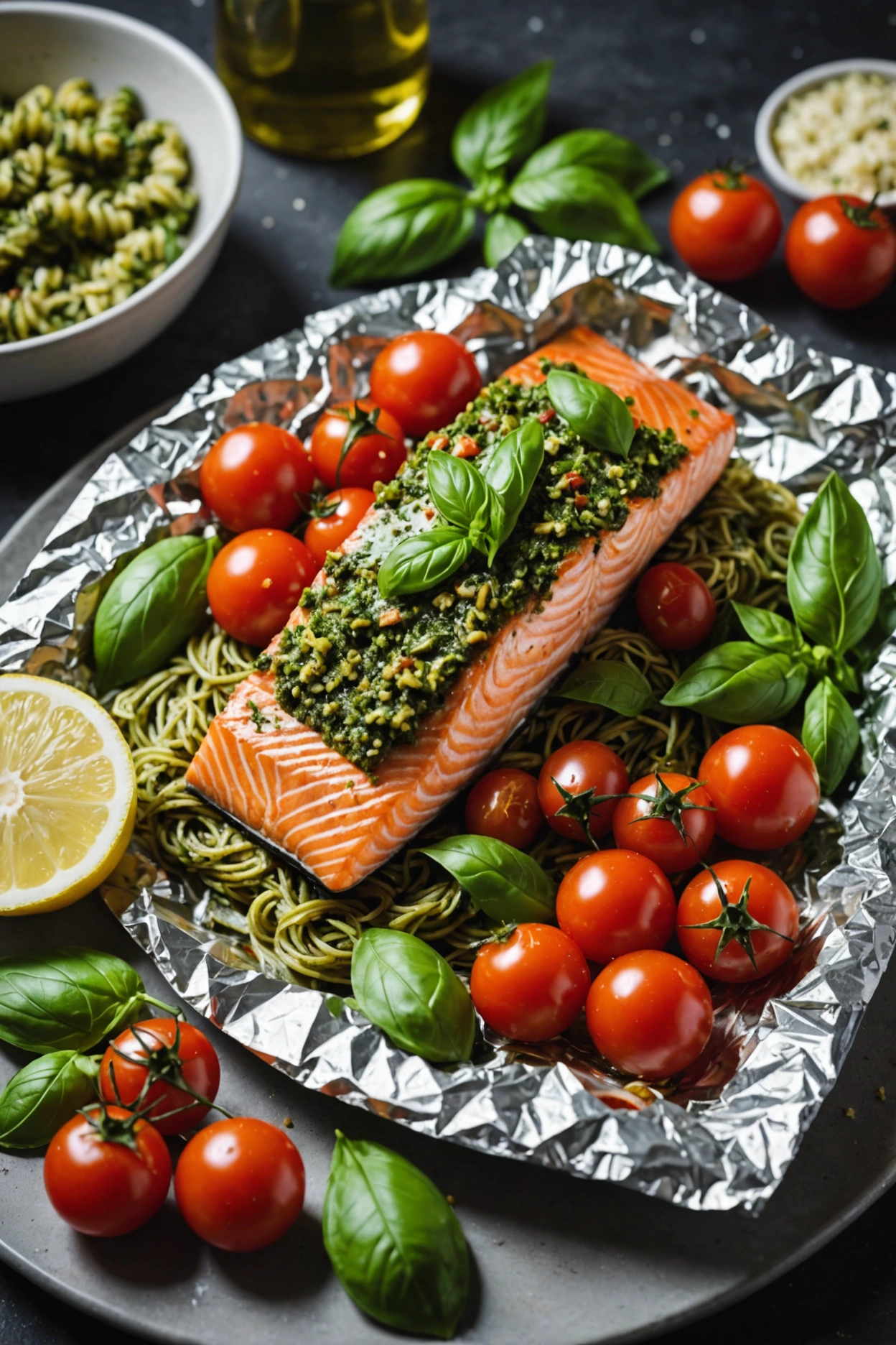 6. Pesto Baked Salmon