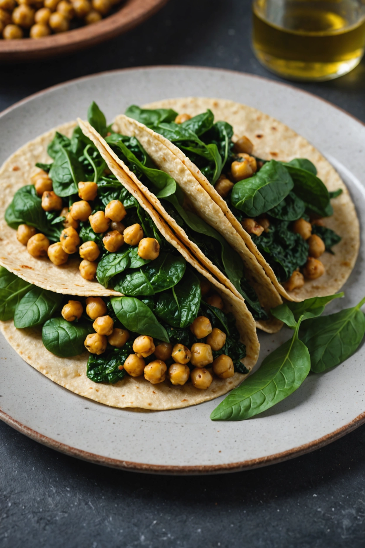 7. Chickpea and Spinach Vegan Tacos