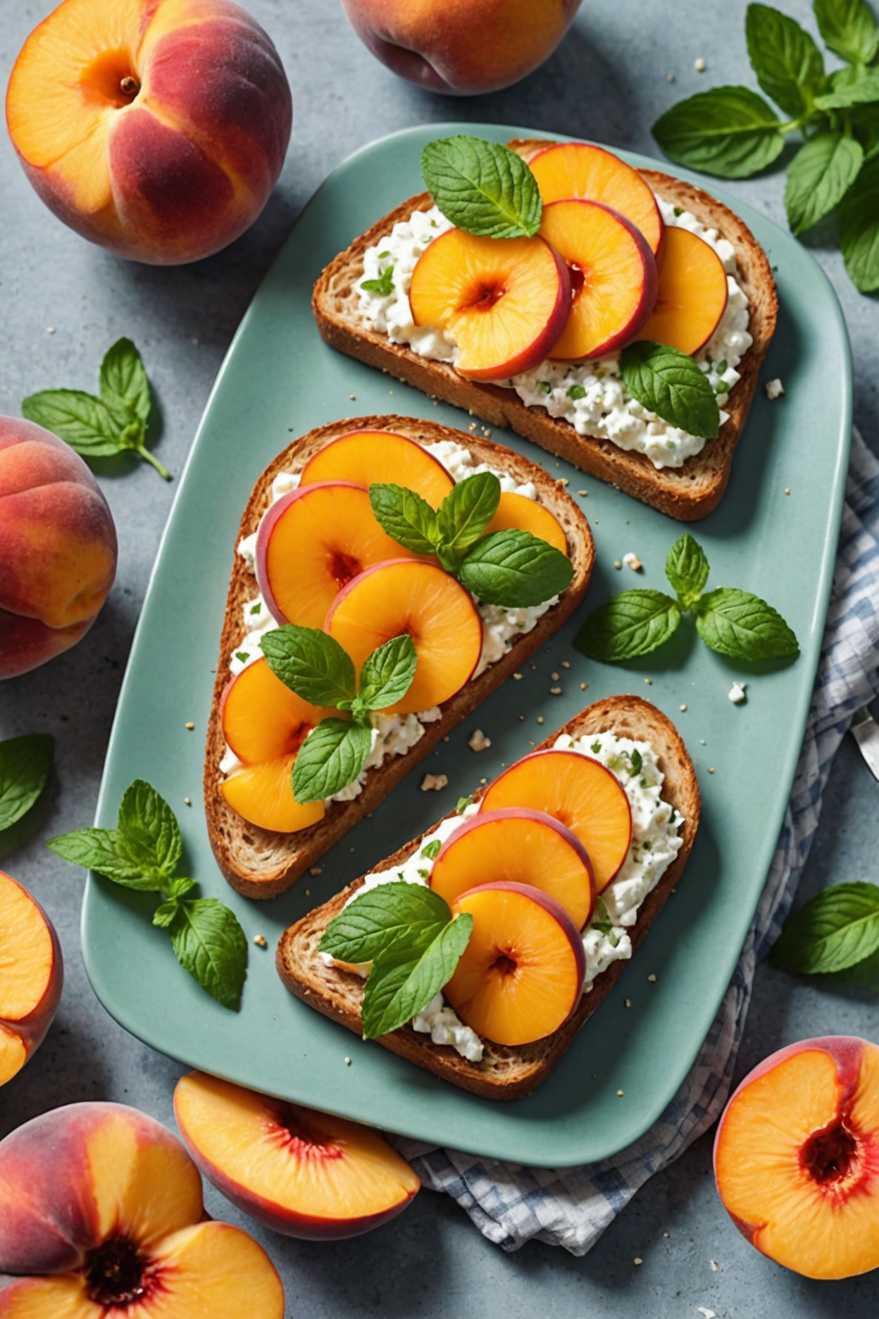 7. Peach and Mint Cottage Cheese Toast