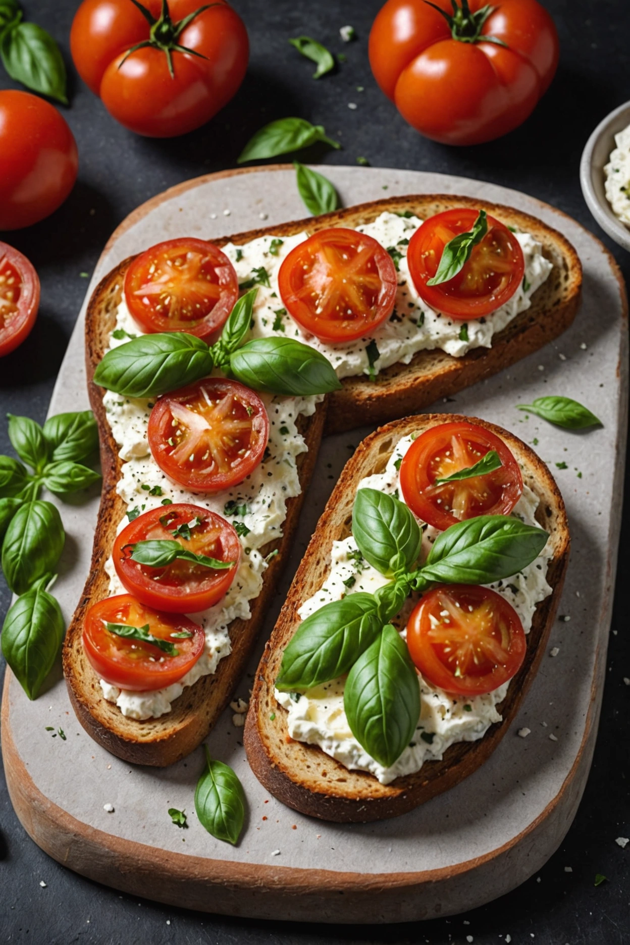 7. Tomato Basil Ricotta Toast