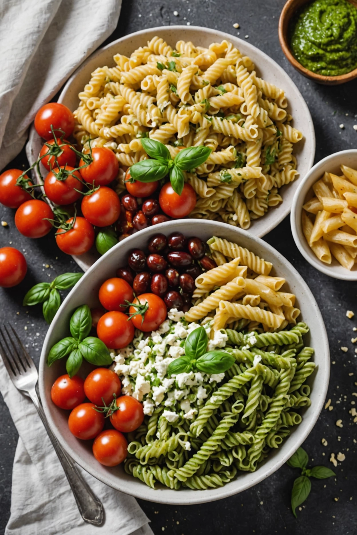 8. Pesto Pasta Cottage Cheese Dinner Bowl