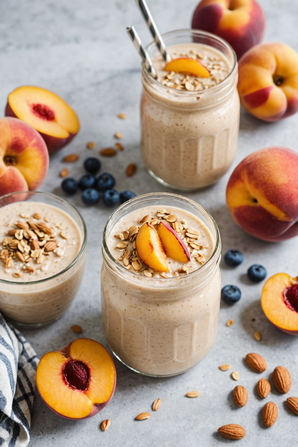 9. Peach Oatmeal Breakfast Smoothie