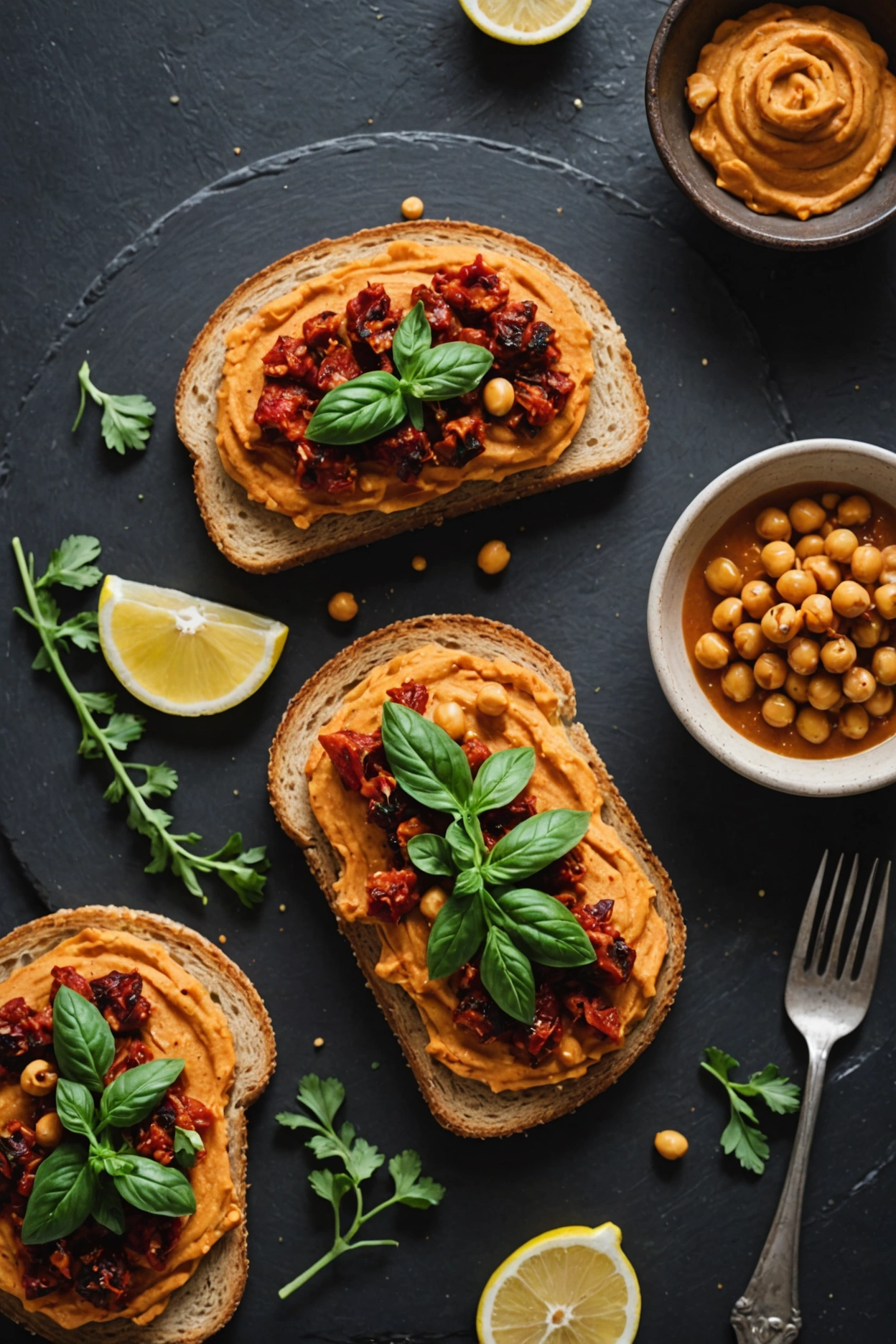 9. Sun-dried Tomato Hummus Toast