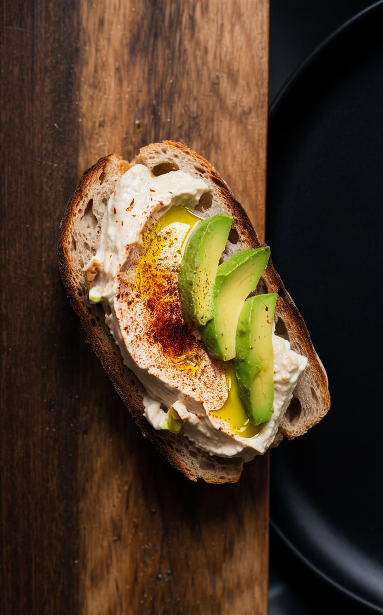 Avocado and hummus on toast