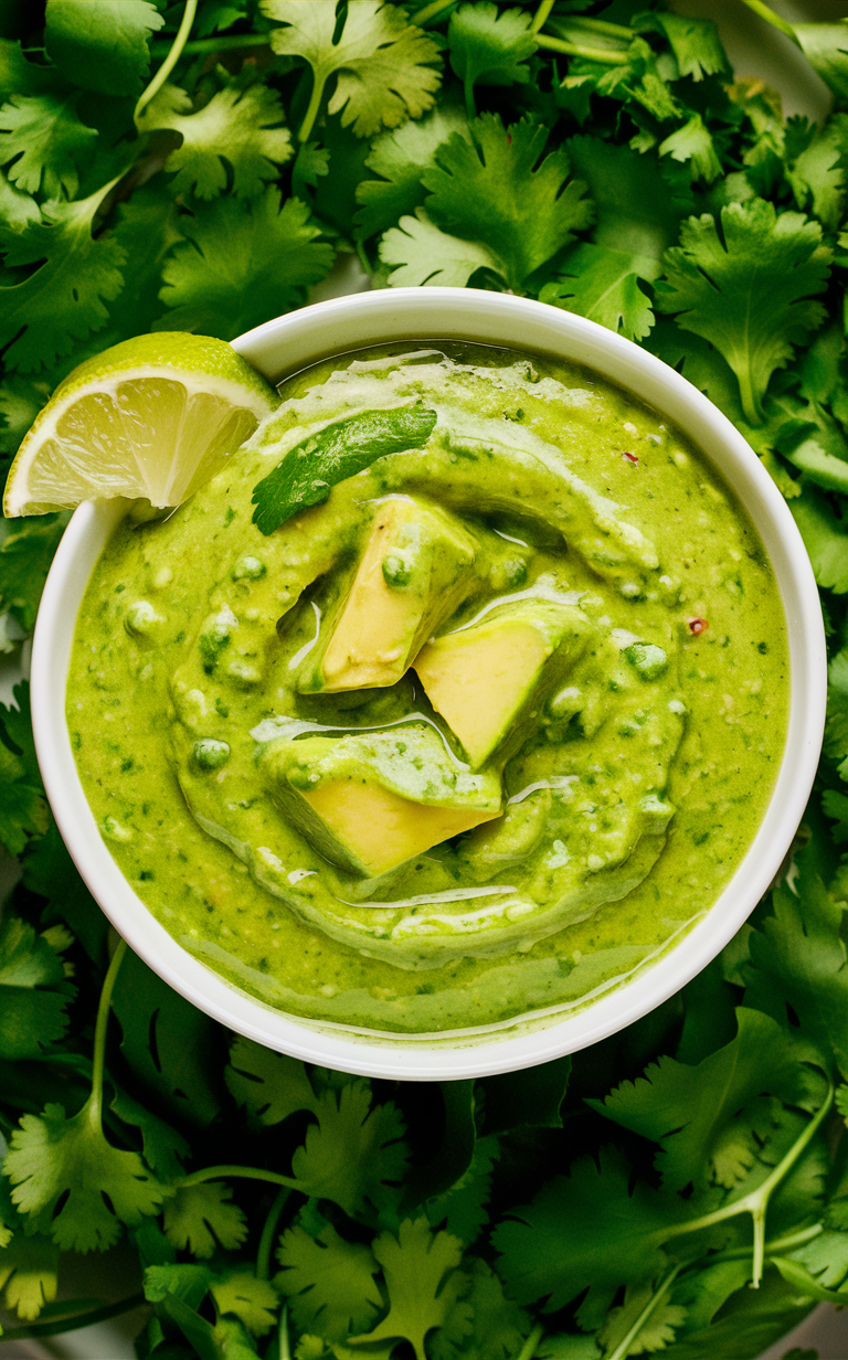 Avocado lime dressing in a bowl