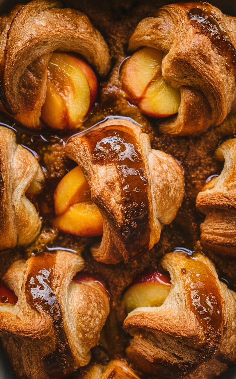 Delicious peach dumplings on a plate