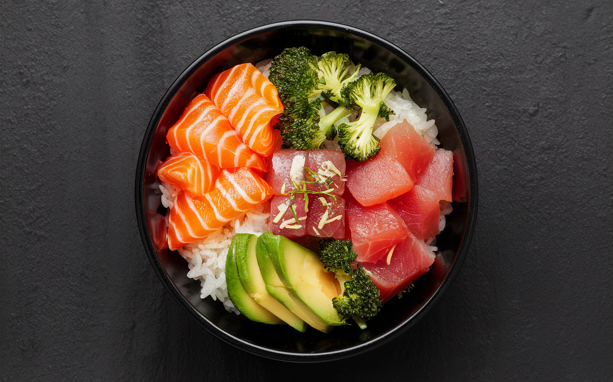 A photo of a sushi bowl