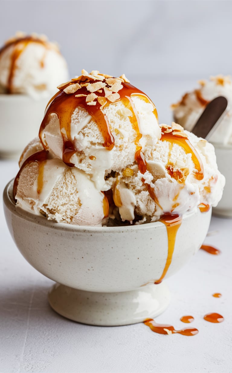 Tropical ice cream in a bowl