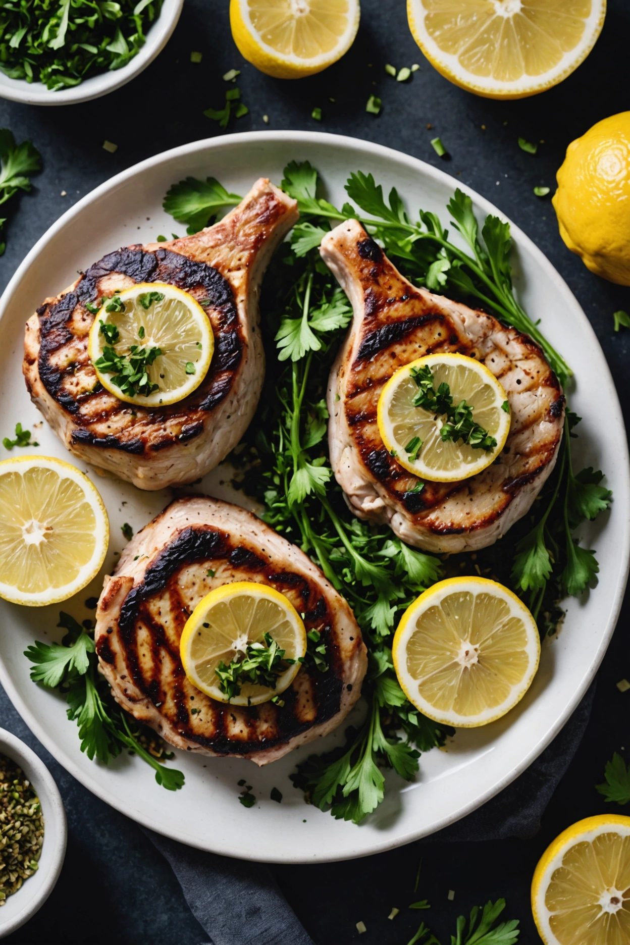 1. Grilled Lemon Herb Pork Chops