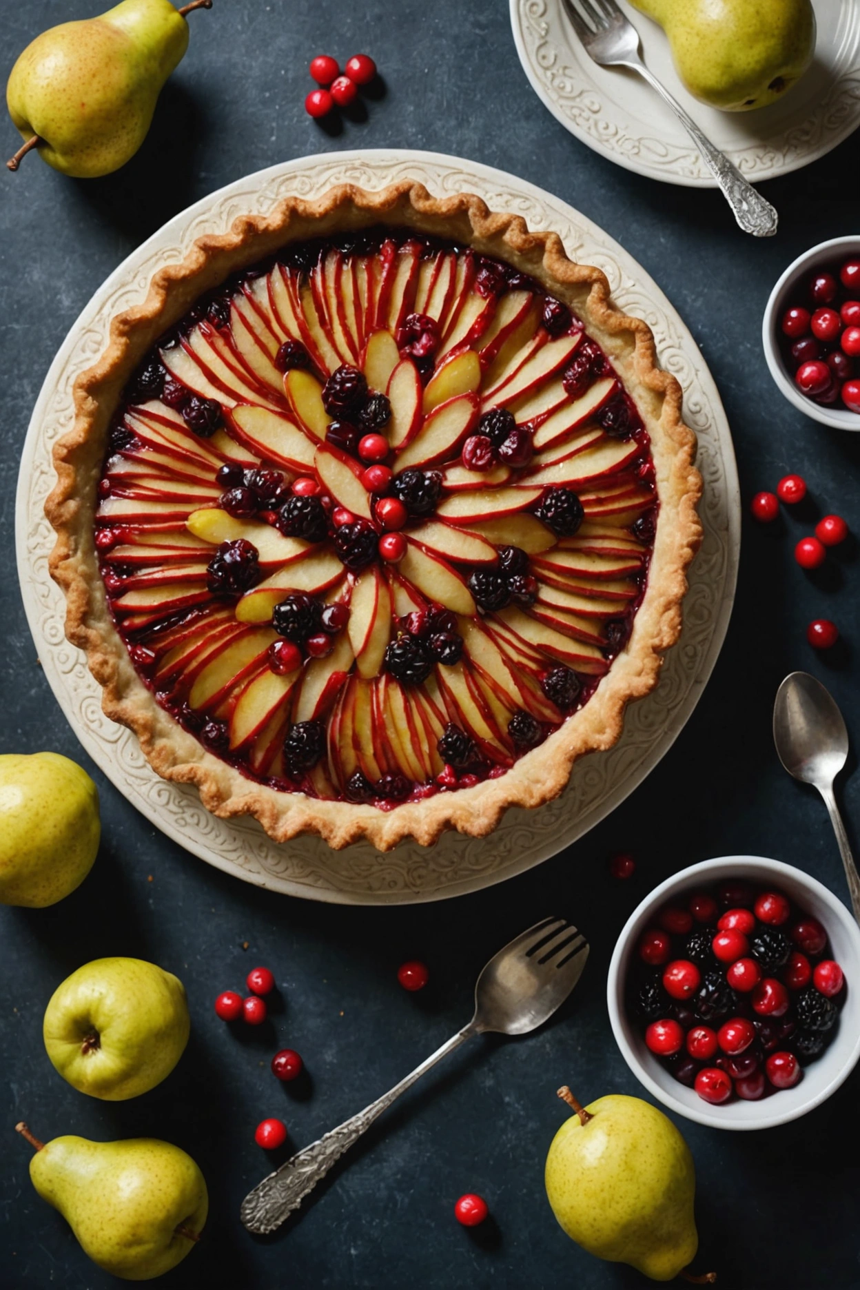 14. Pear and Cranberry Tart