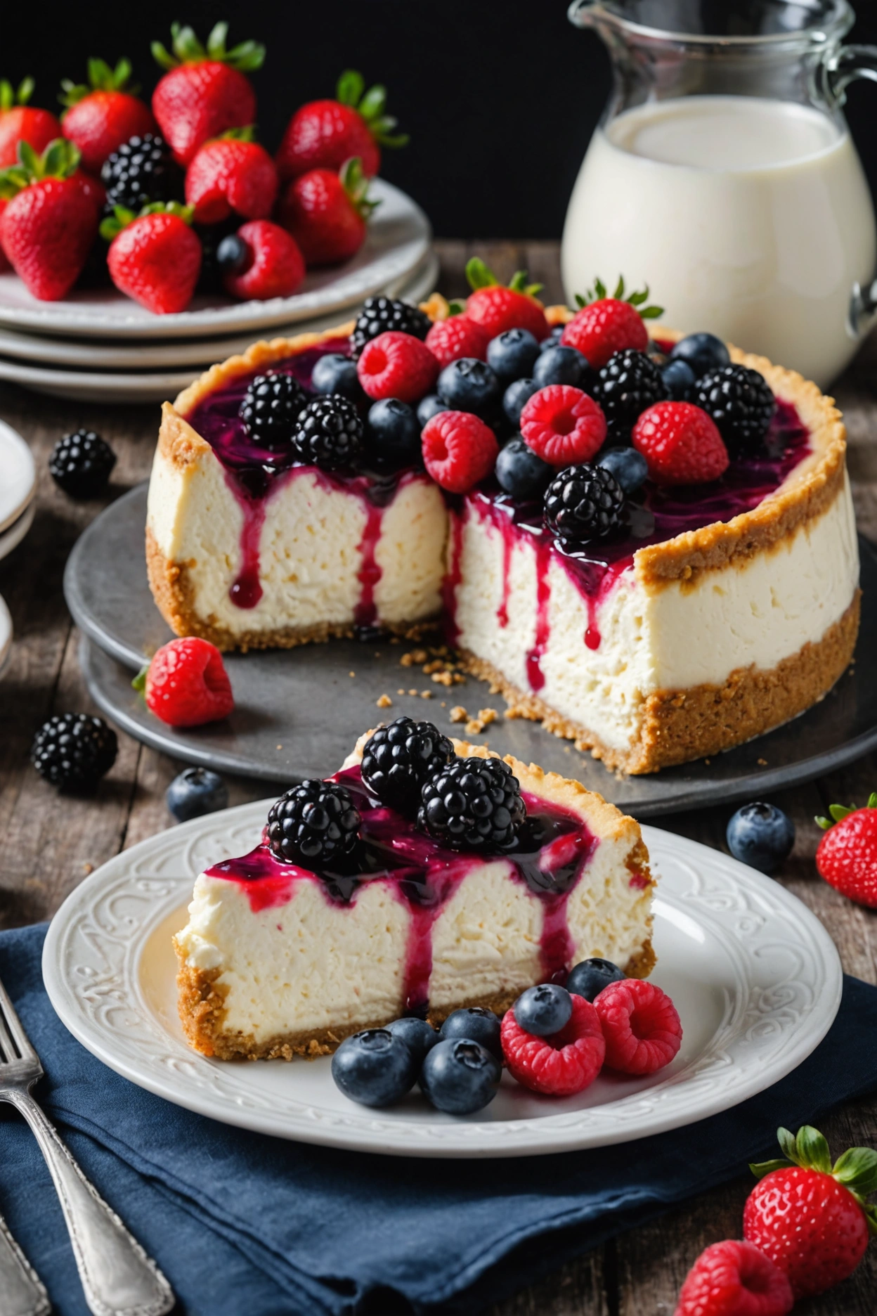 3. Berry Swirl Cottage Cheese Cheesecake