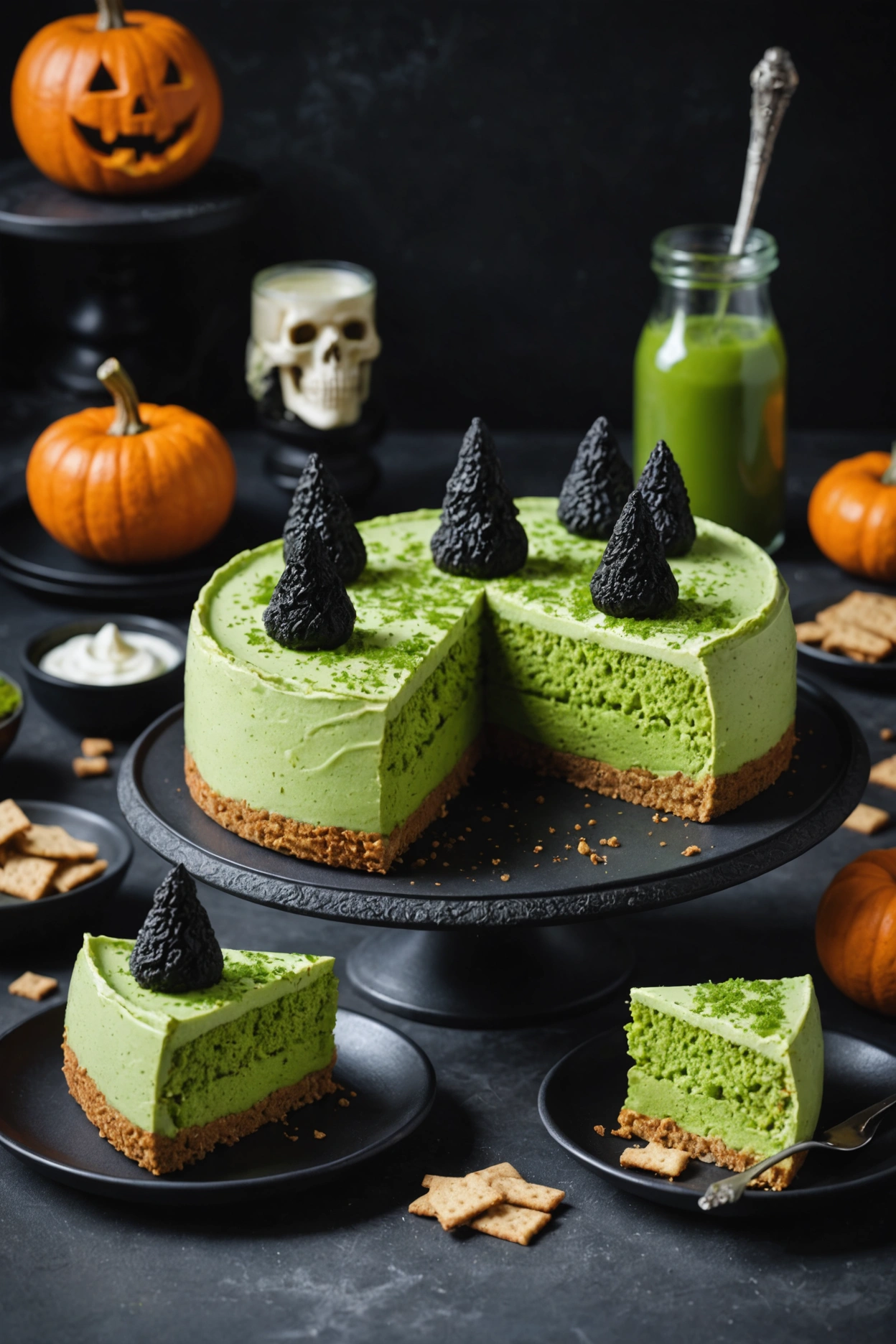 5. Witches’ Brew Matcha Cheesecake