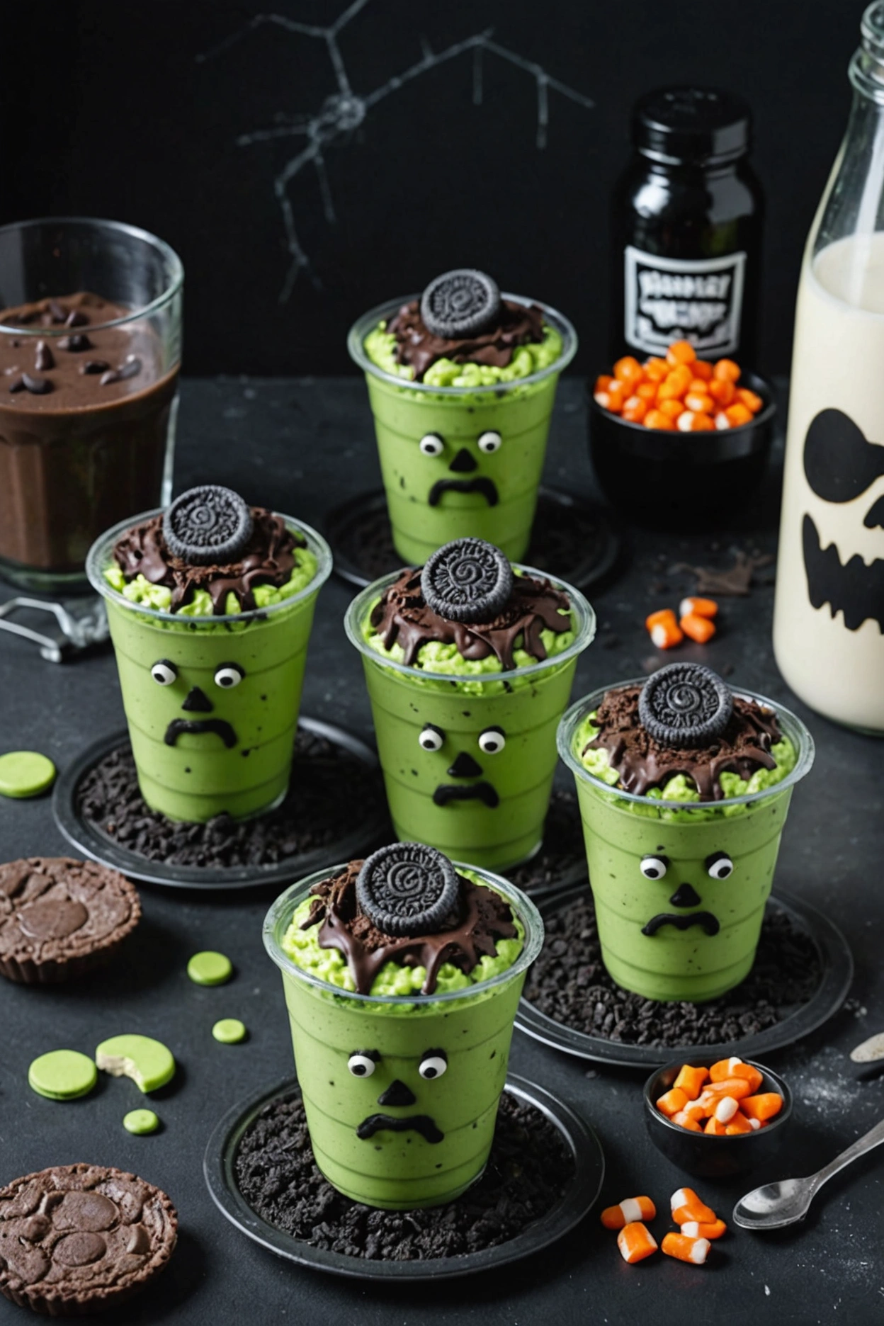 7. Frankenstein Pudding Cups