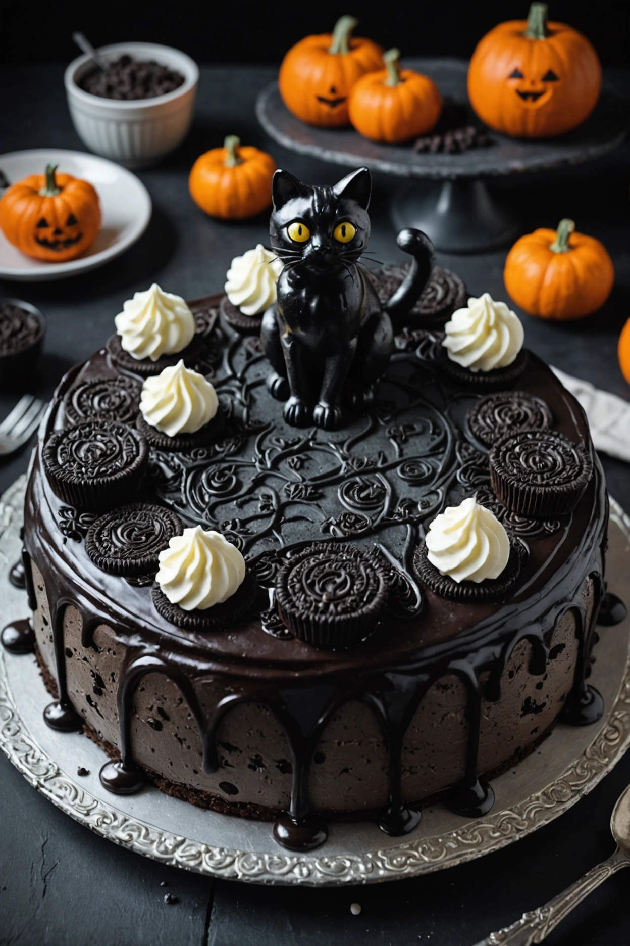 8. Black Cat Oreo Cheesecake