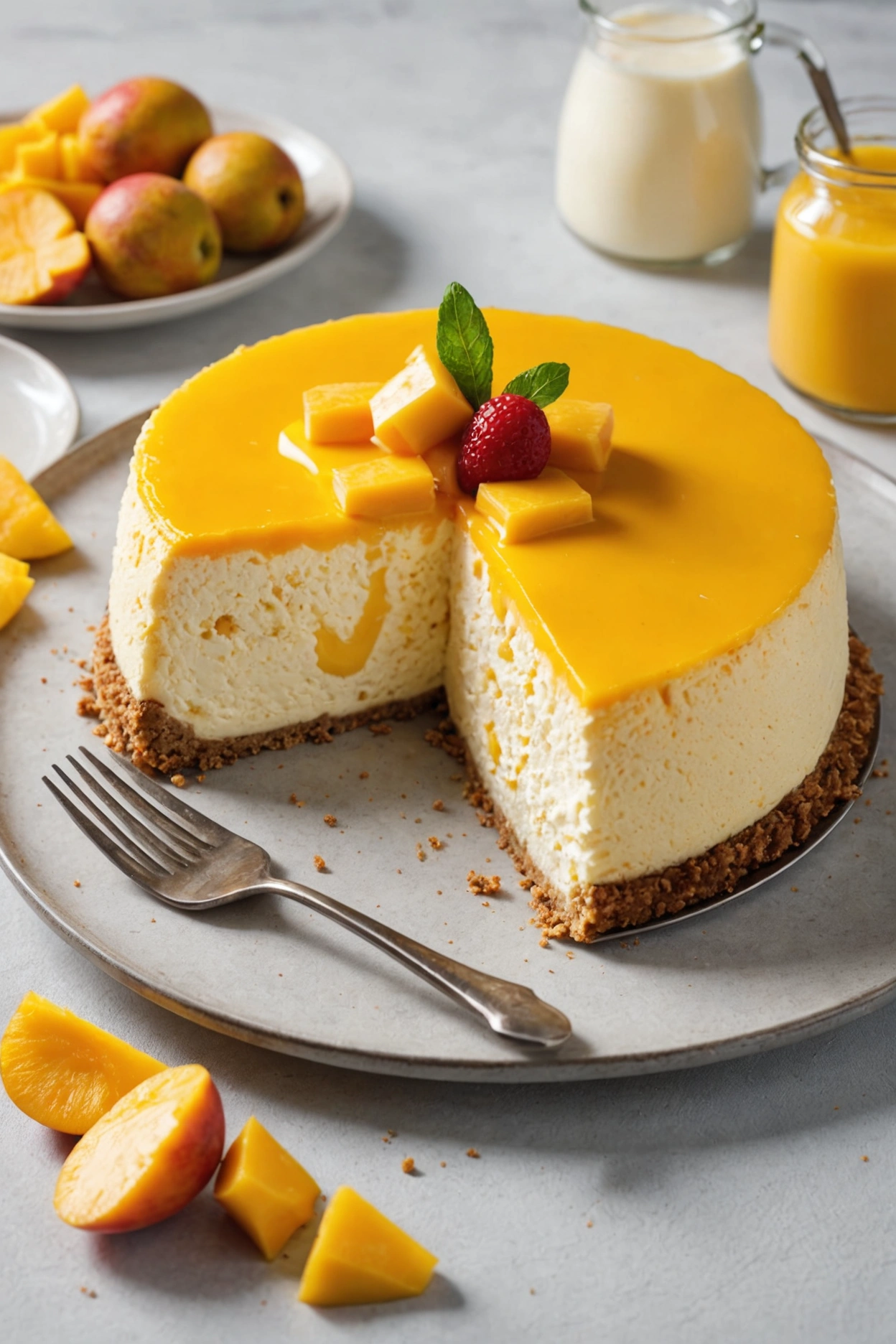 8. Mango Cottage Cheese Cheesecake