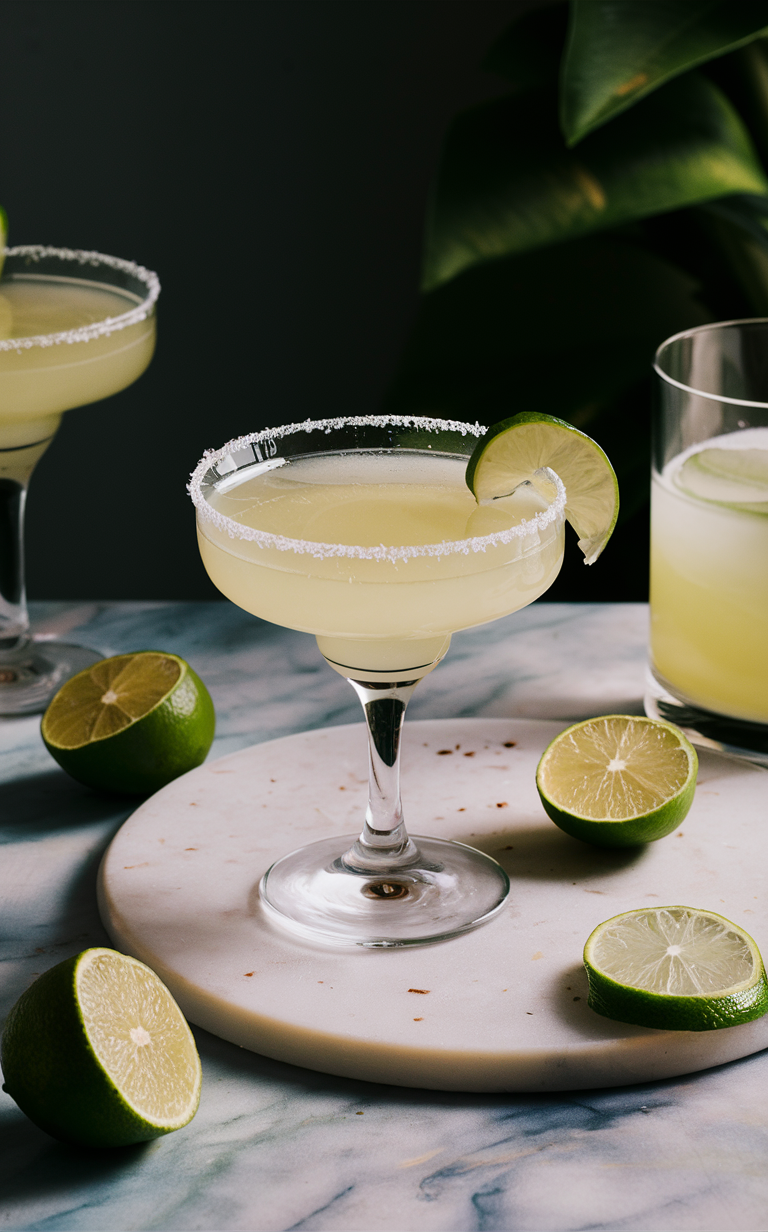 A glass of Margerita on a table