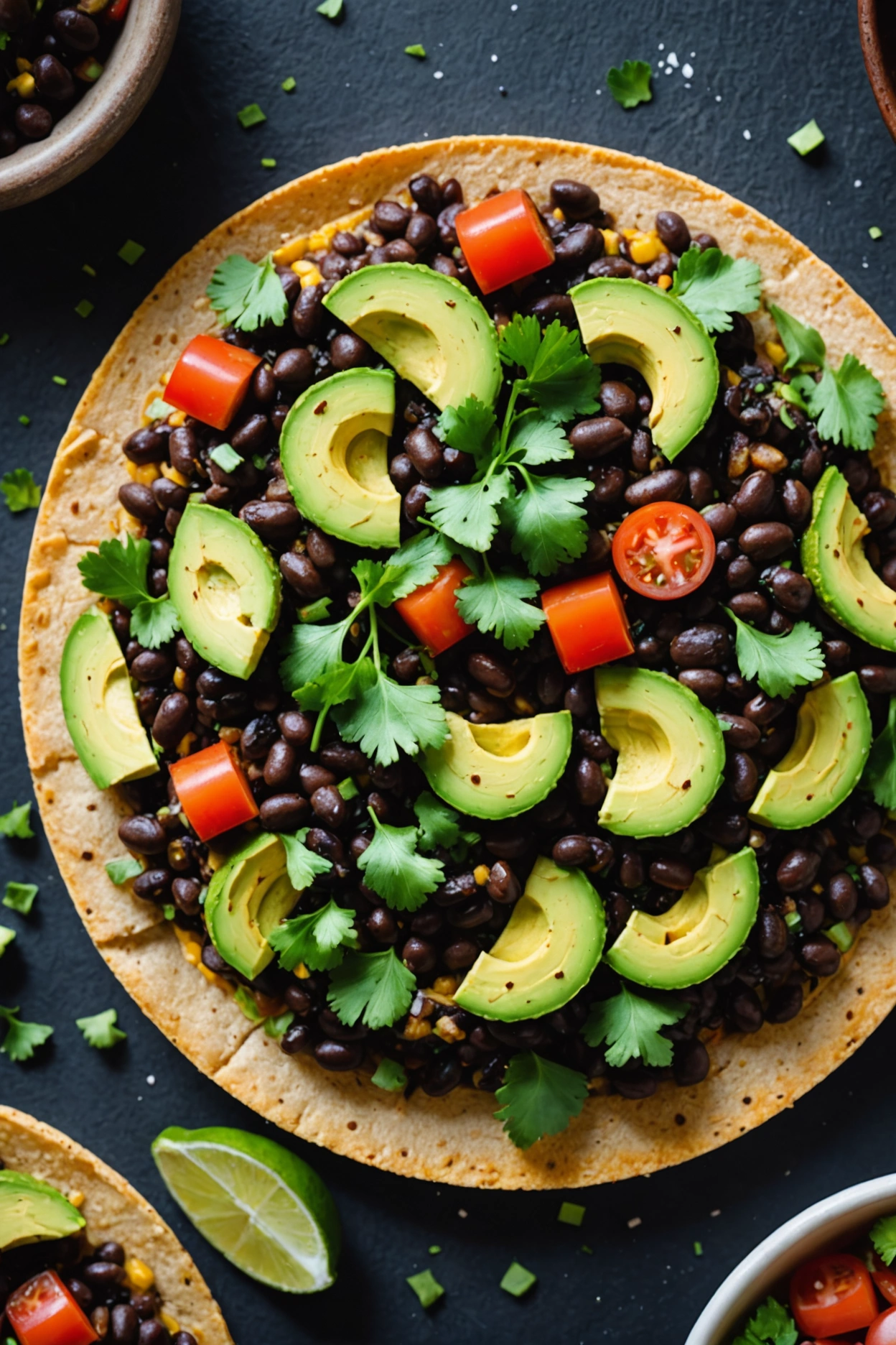 1. Black Bean and Avocado Tostadas