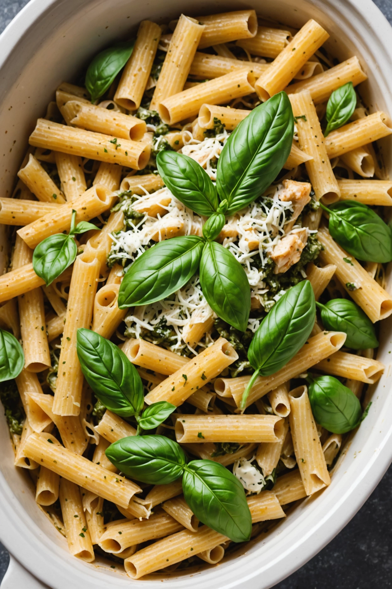 10. Slow Cooker Pesto Chicken Pasta