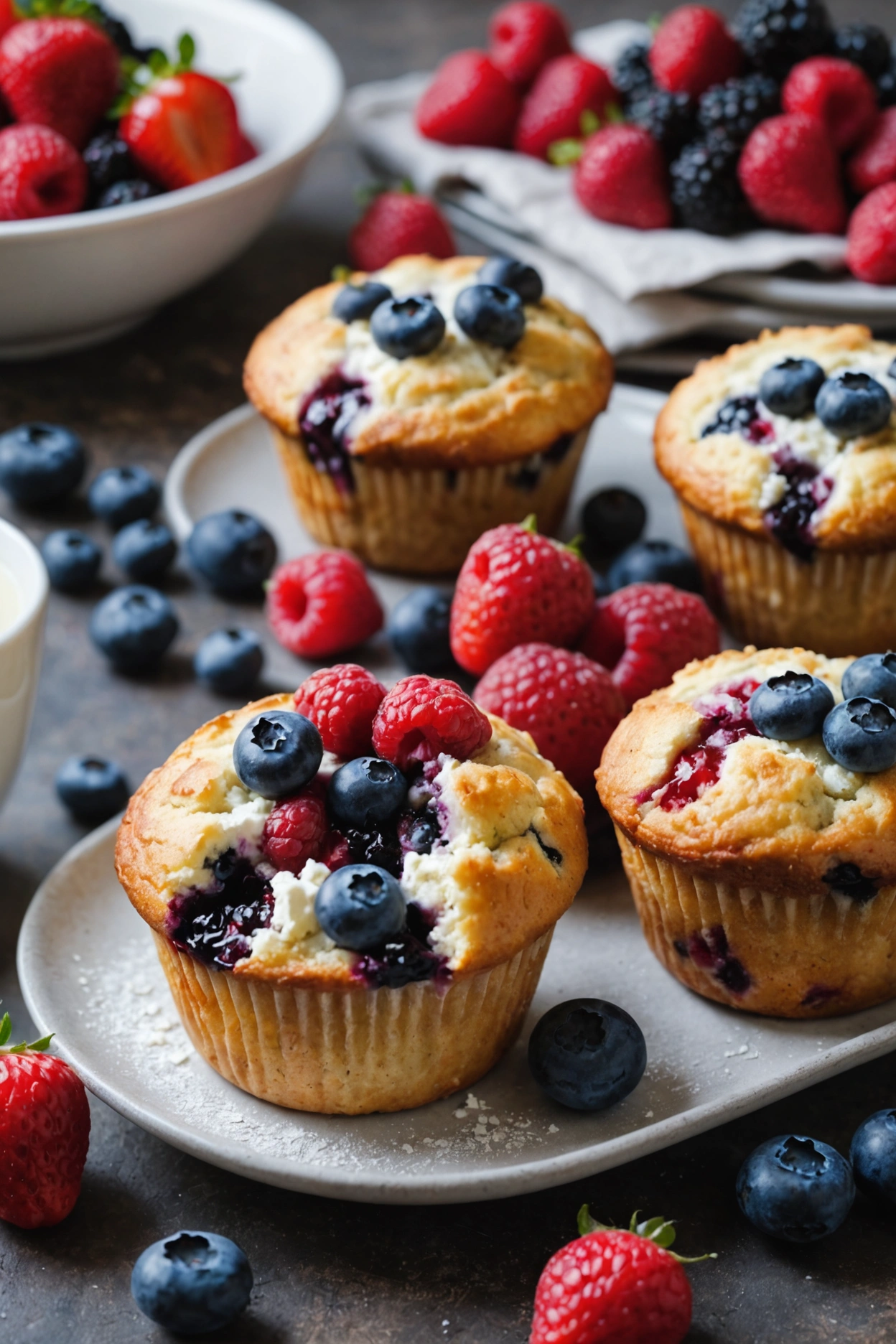 14. Mixed Berry Cottage Cheese Muffin