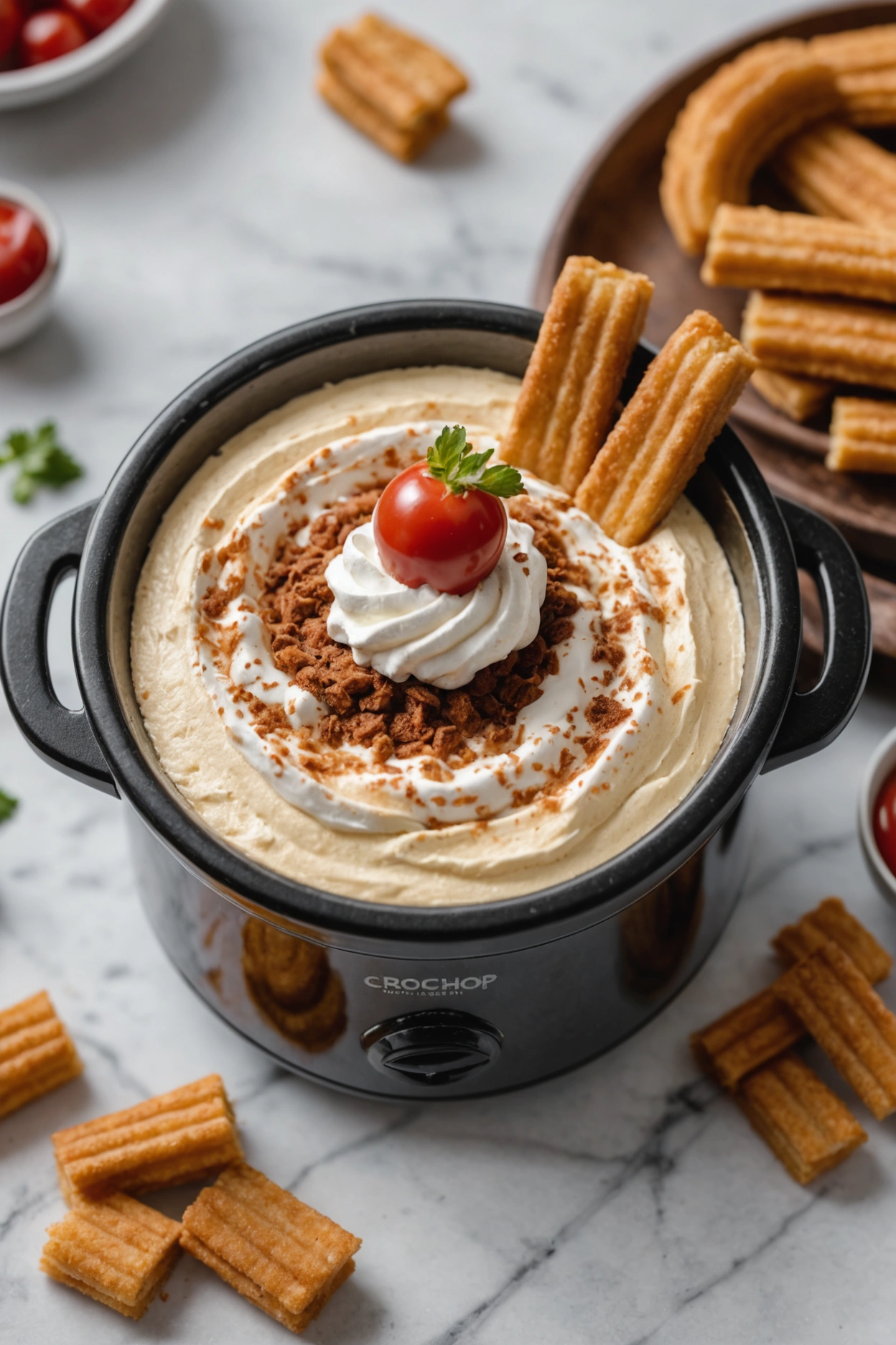 15. Crockpot Churro Cheesecake Dip