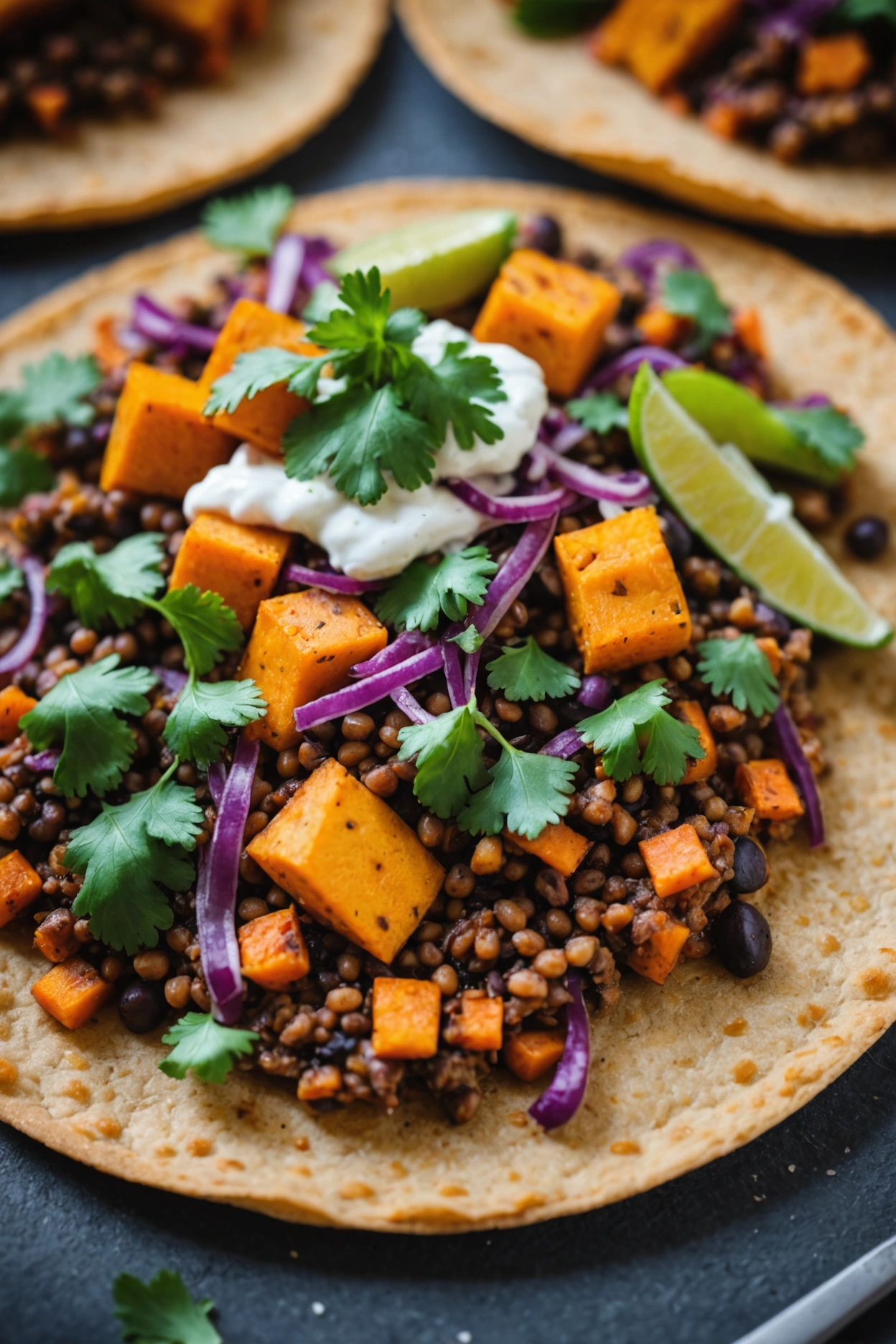 3. Lentil and Sweet Potato Tostadas