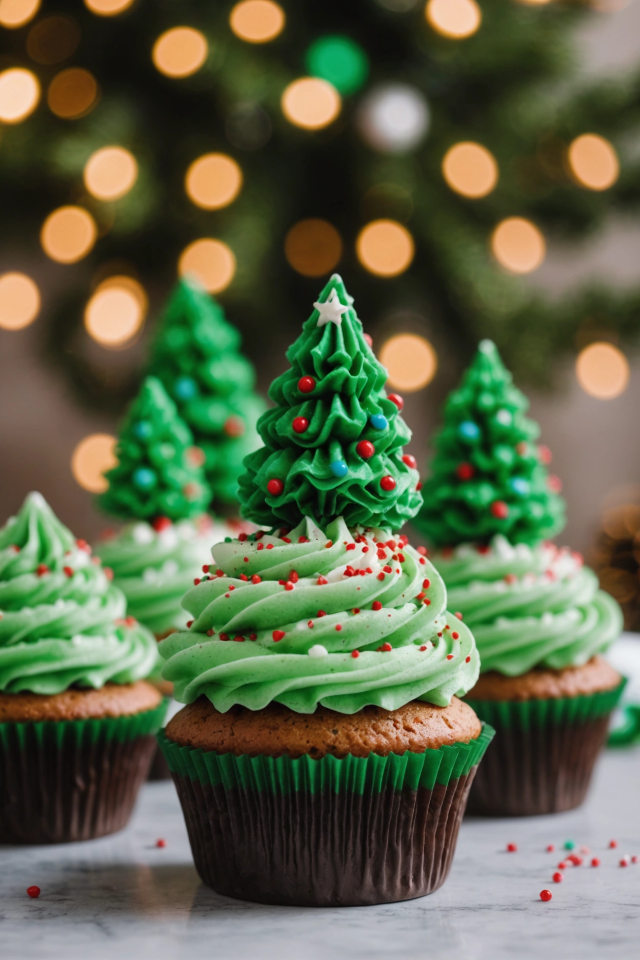 4. Christmas Tree Cupcakes