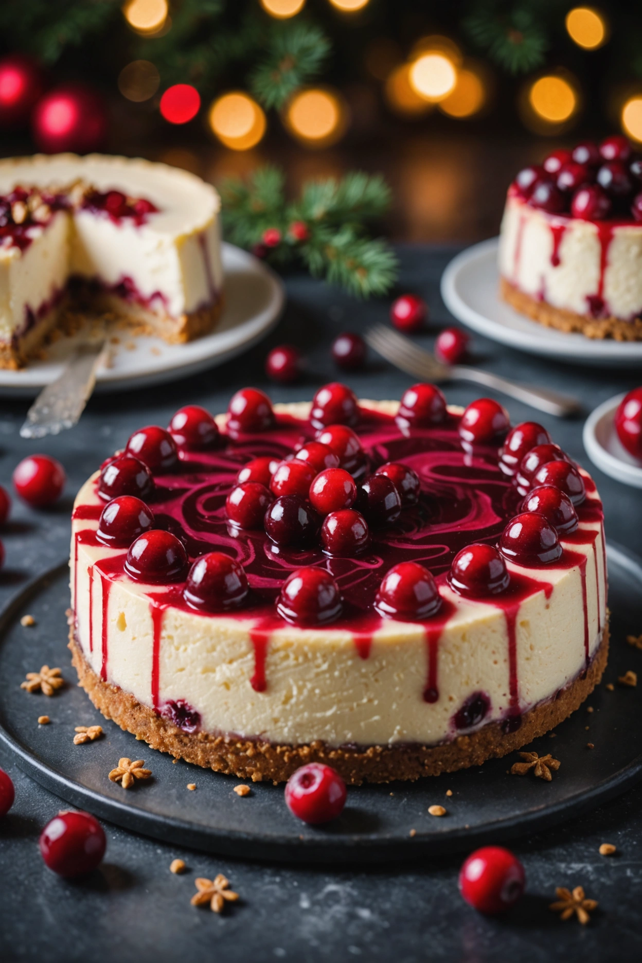 4. Cranberry Swirl Cheesecake