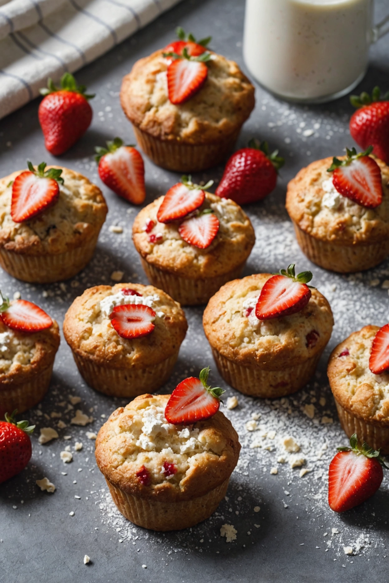 9. Strawberry Cottage Cheese Muffin