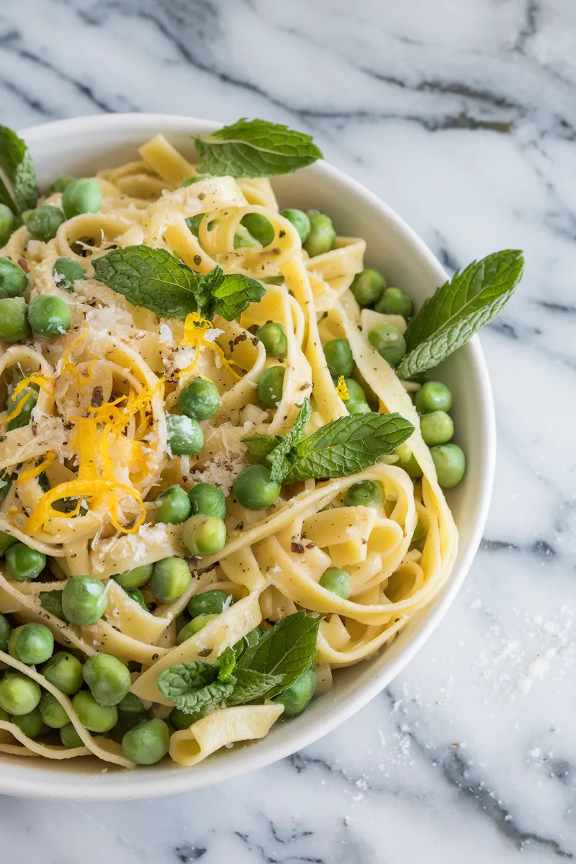 14. Edamame Fettuccine with Mint and Peas