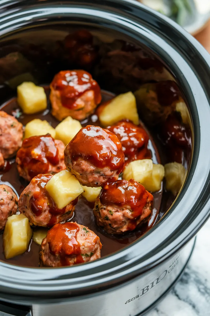 18. Hawaiian BBQ Crockpot Meatballs