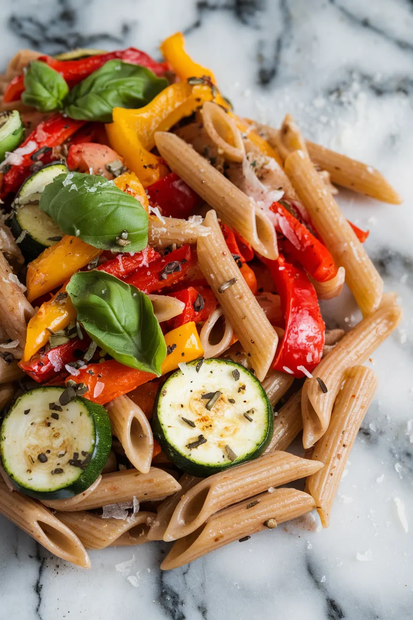 4. Brown Rice Penne with Roasted Vegetables