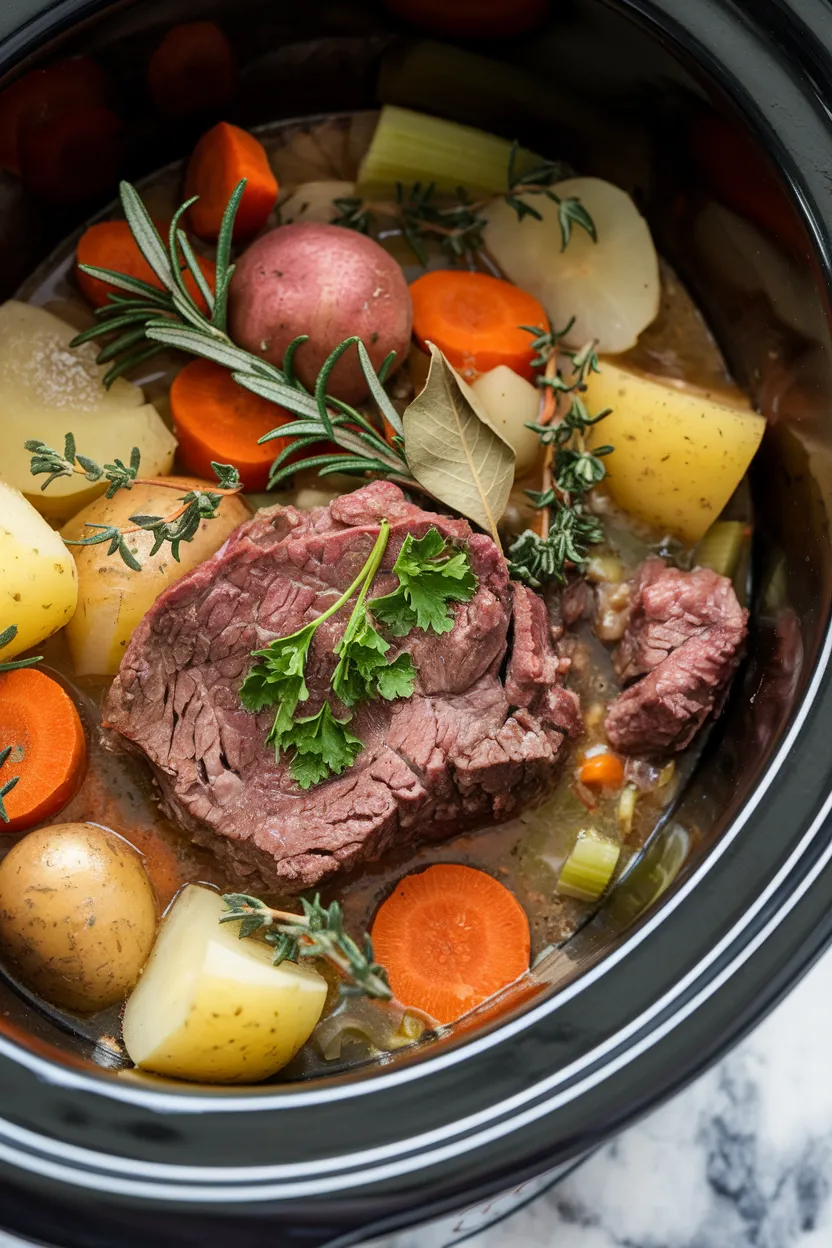 4. Savory Herb Beef Stew Crockpot