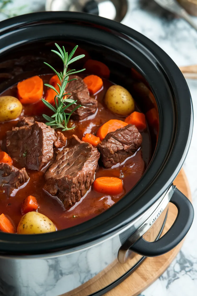 6. Red Wine Beef Stew Crockpot Recipe