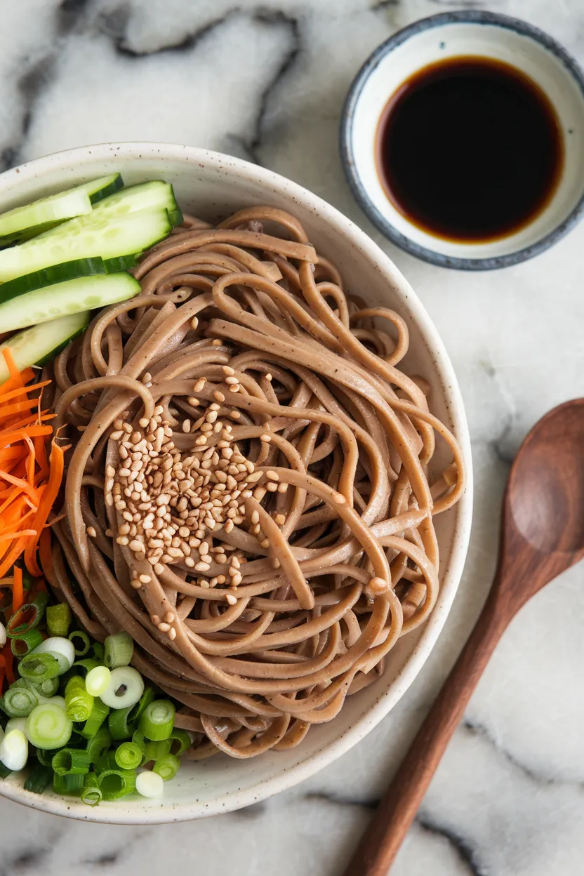 8. Buckwheat Soba Noodles with Ginger Soy Dressing