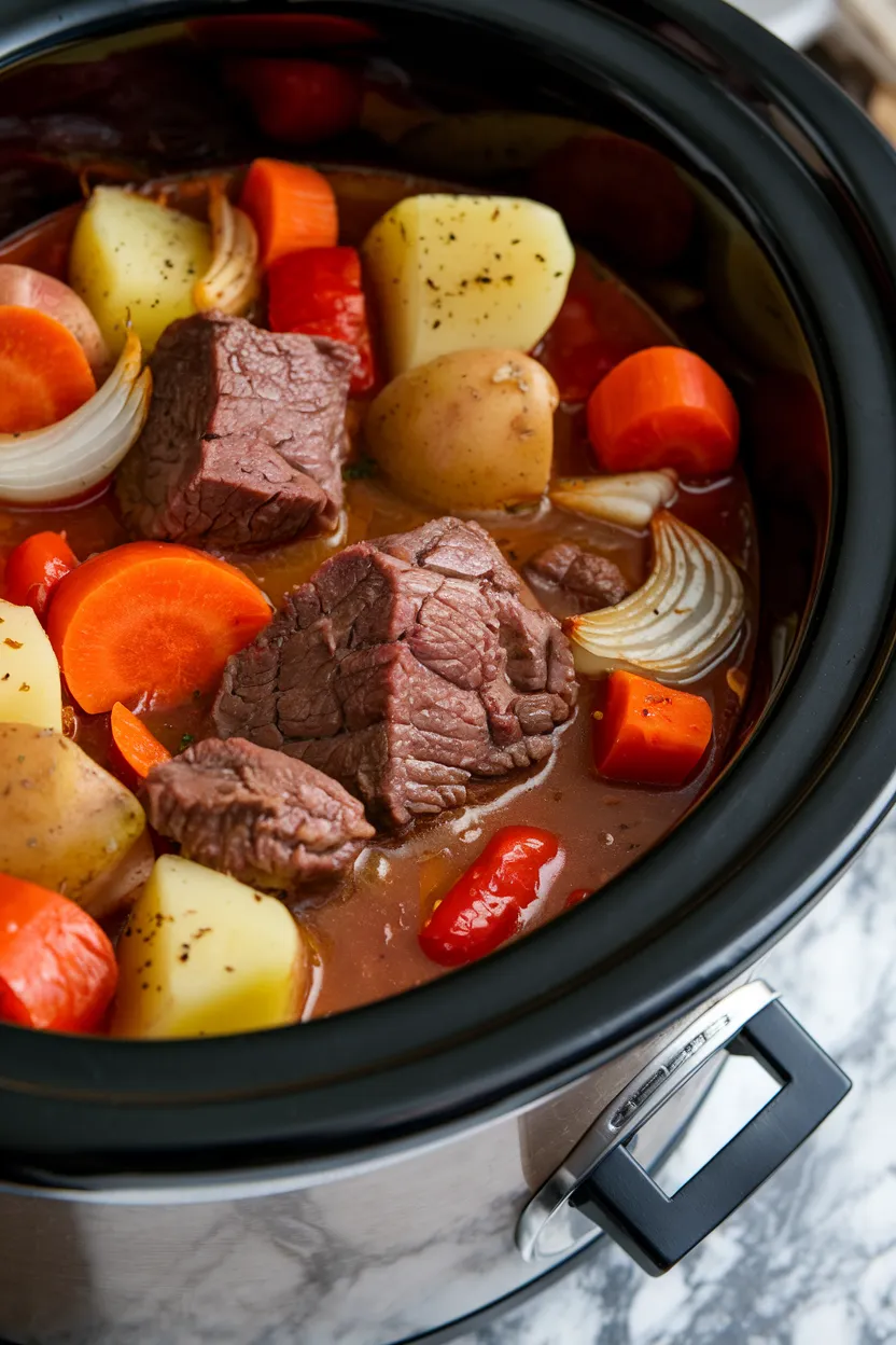 8. Texas-Style Beef Stew Crockpot